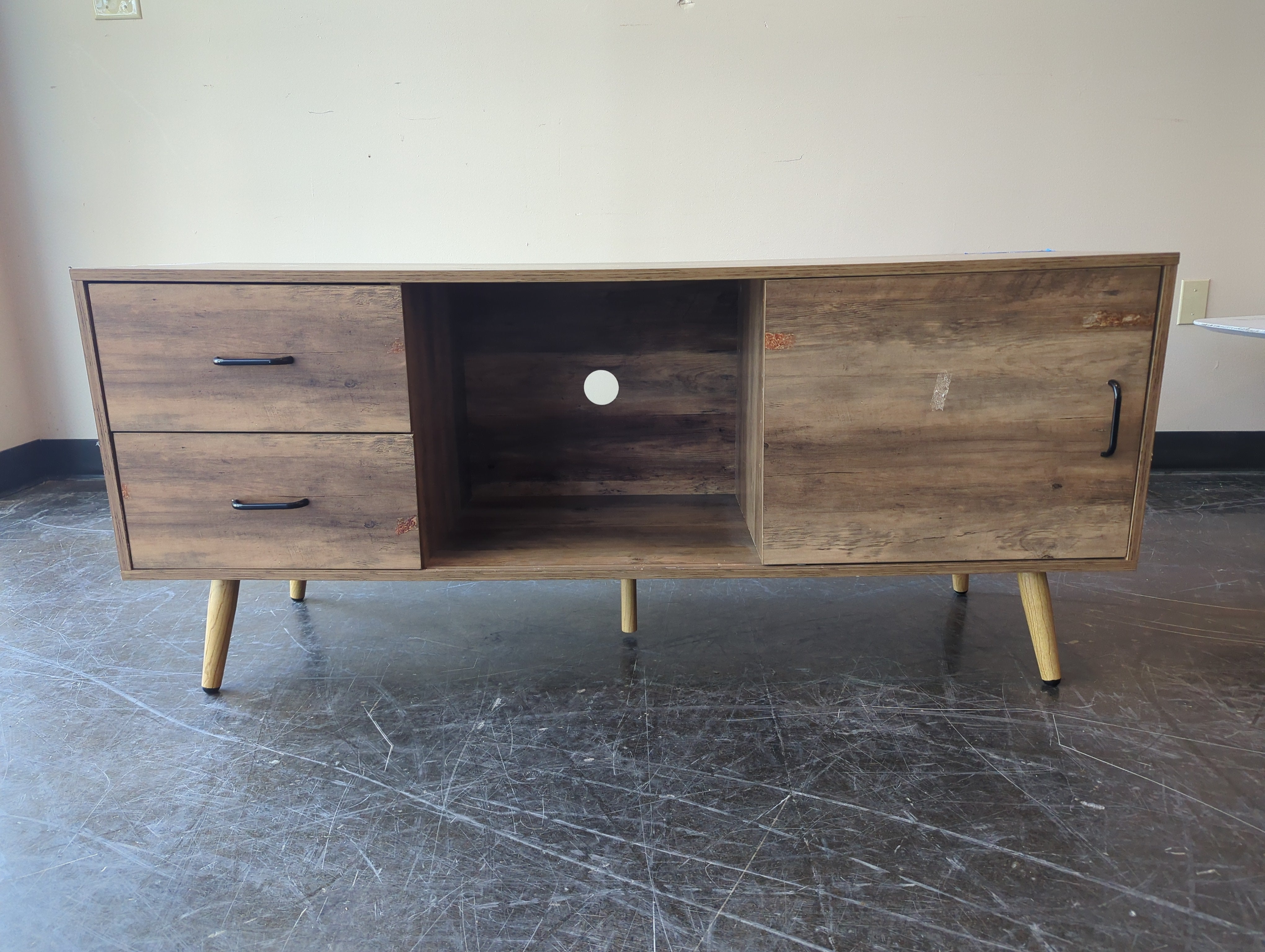 Mid-Century Modern Wood Media Console
