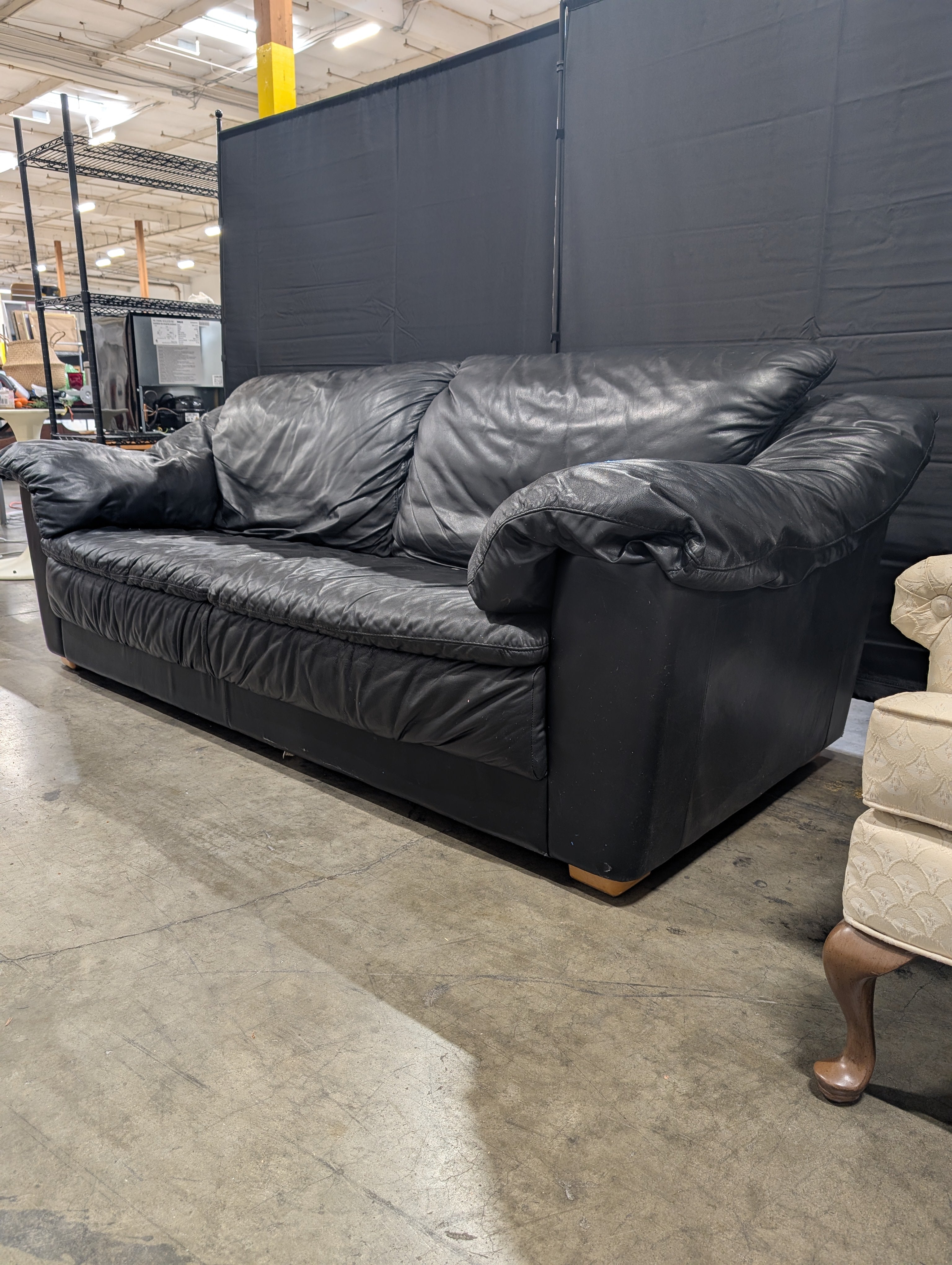 Plush Leather Two-Seater Sofa