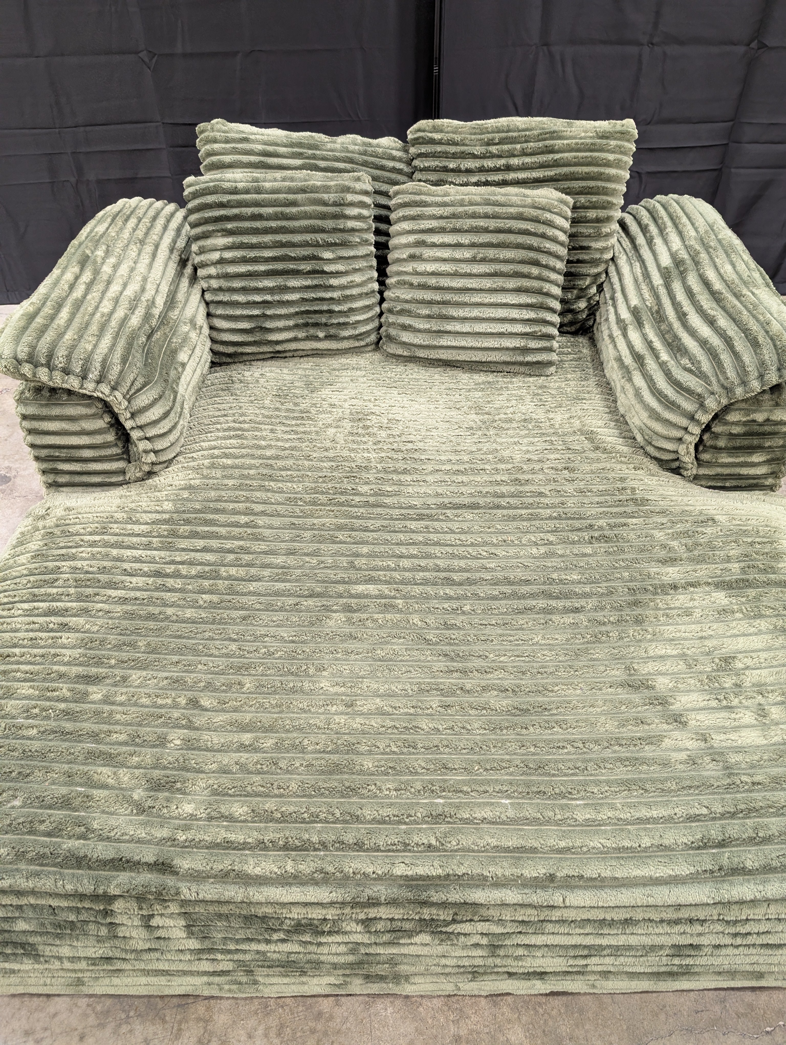 Plush Green Fabric Chaise Lounge Sectional Piece