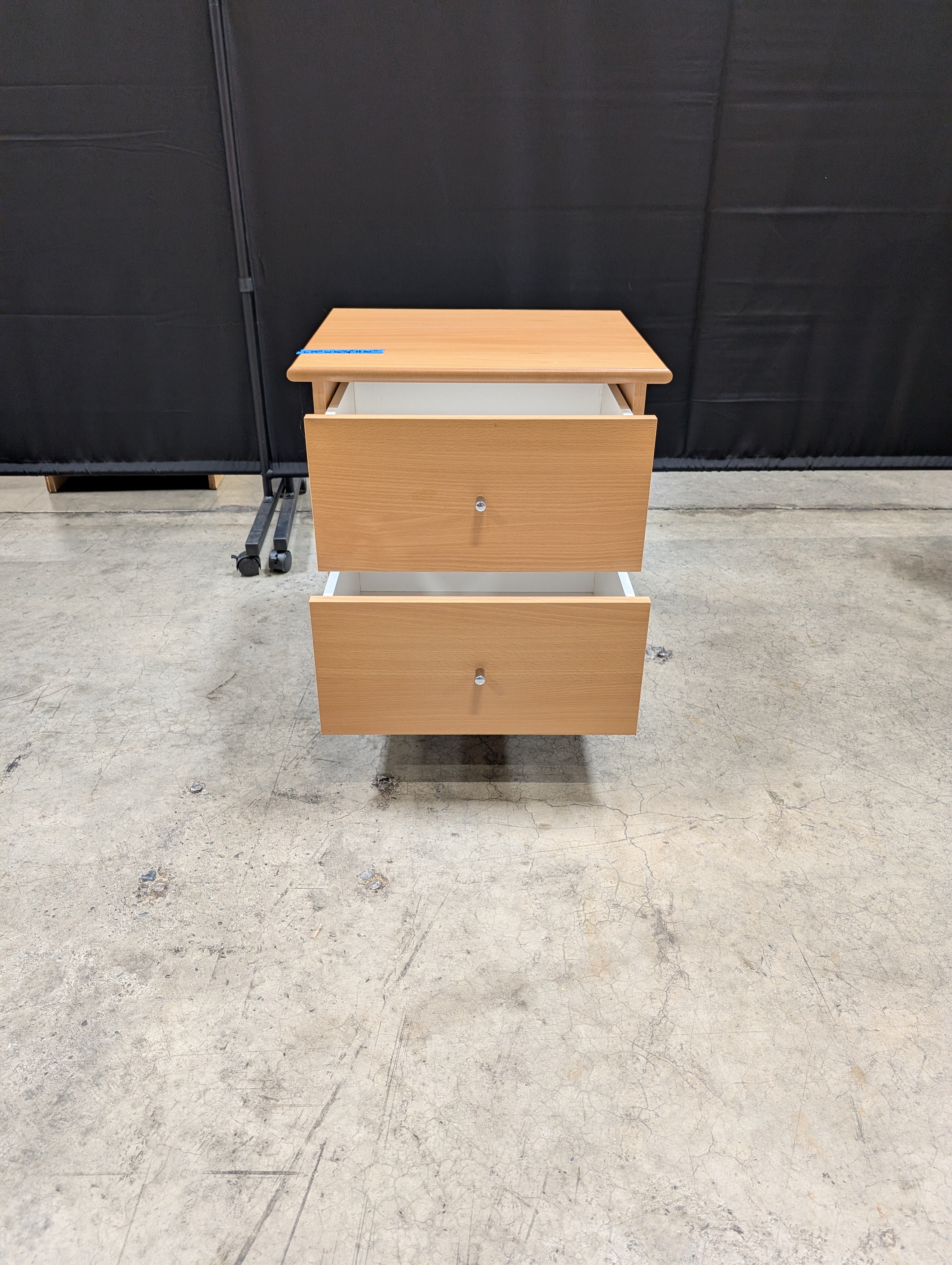 Natural Wood Two-Drawer Storage Nightstand