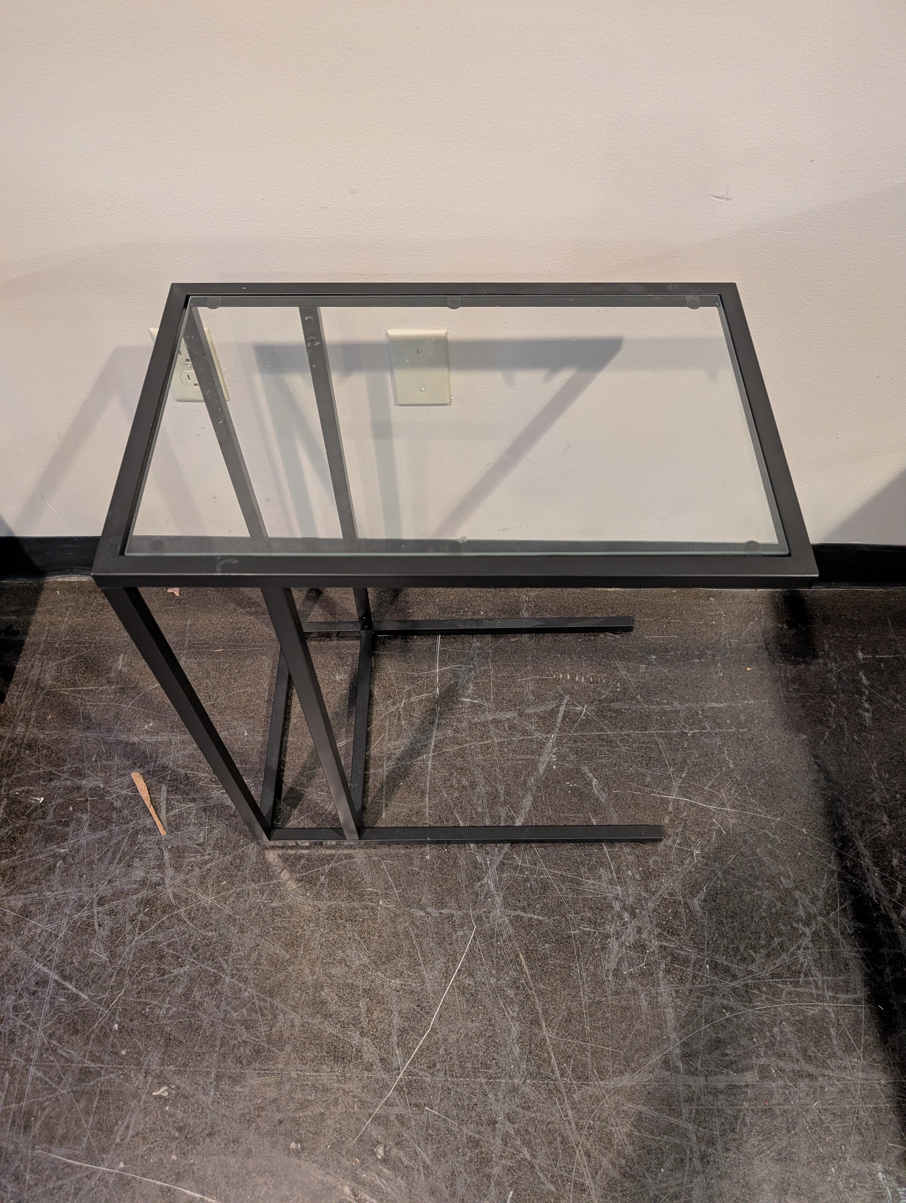 Modern Industrial Glass Top Side Table