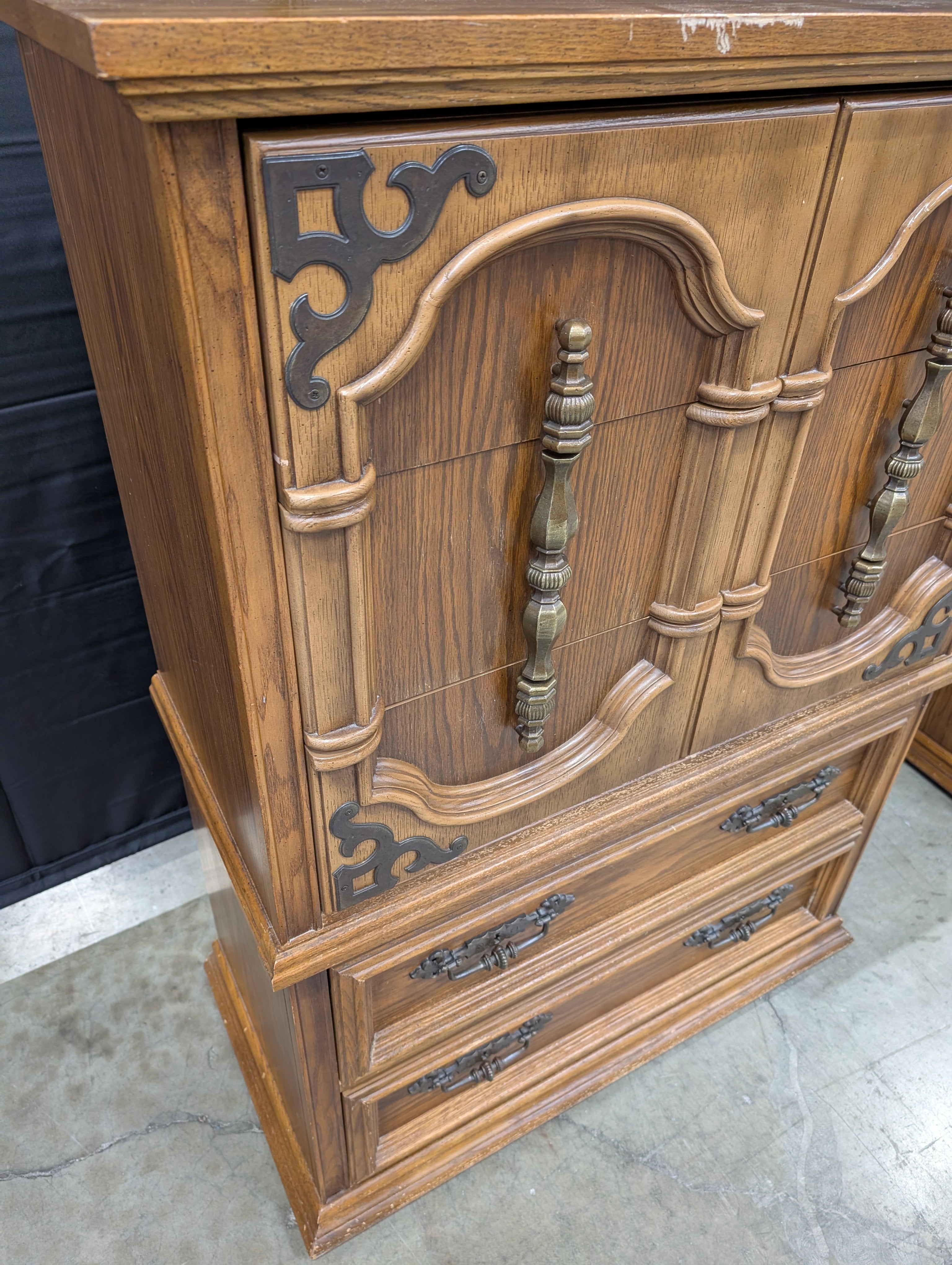 Bassett Furniture Armoire Drawers with Ornate Hardware