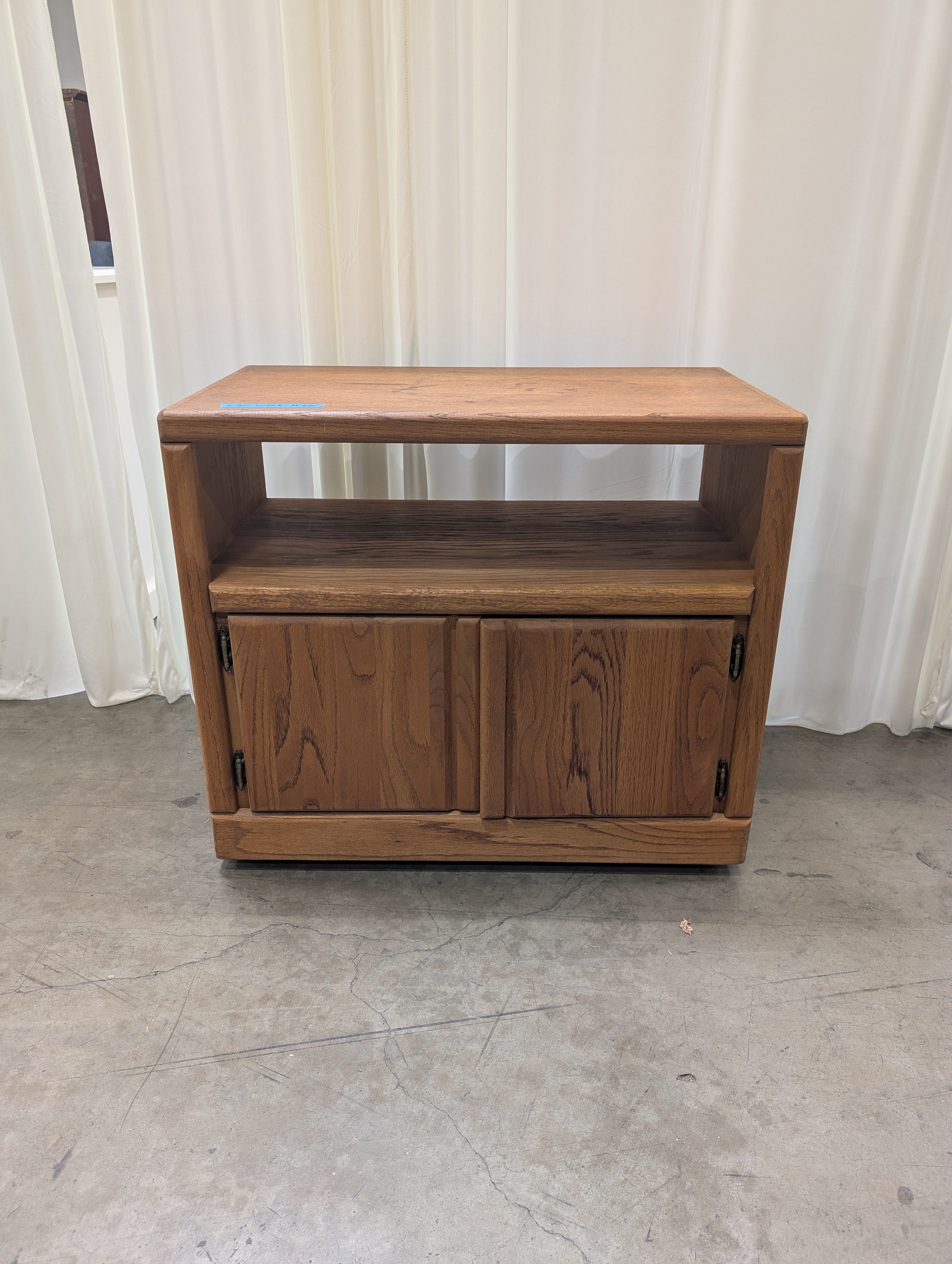 Mid-Century Style Two-Door TV Stand in Oak