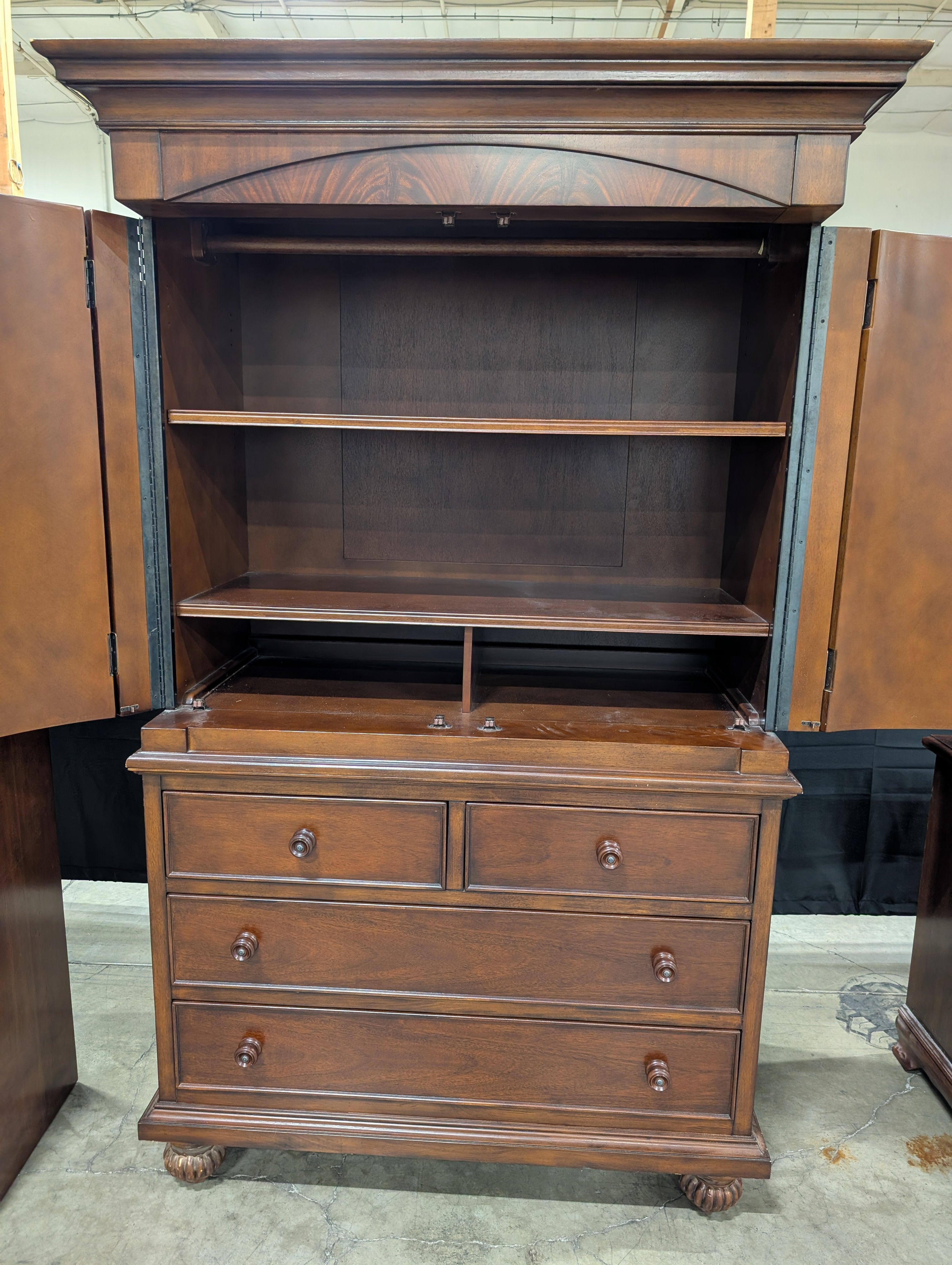 Traditional Dark Hardwood Armoire Dresser Combo