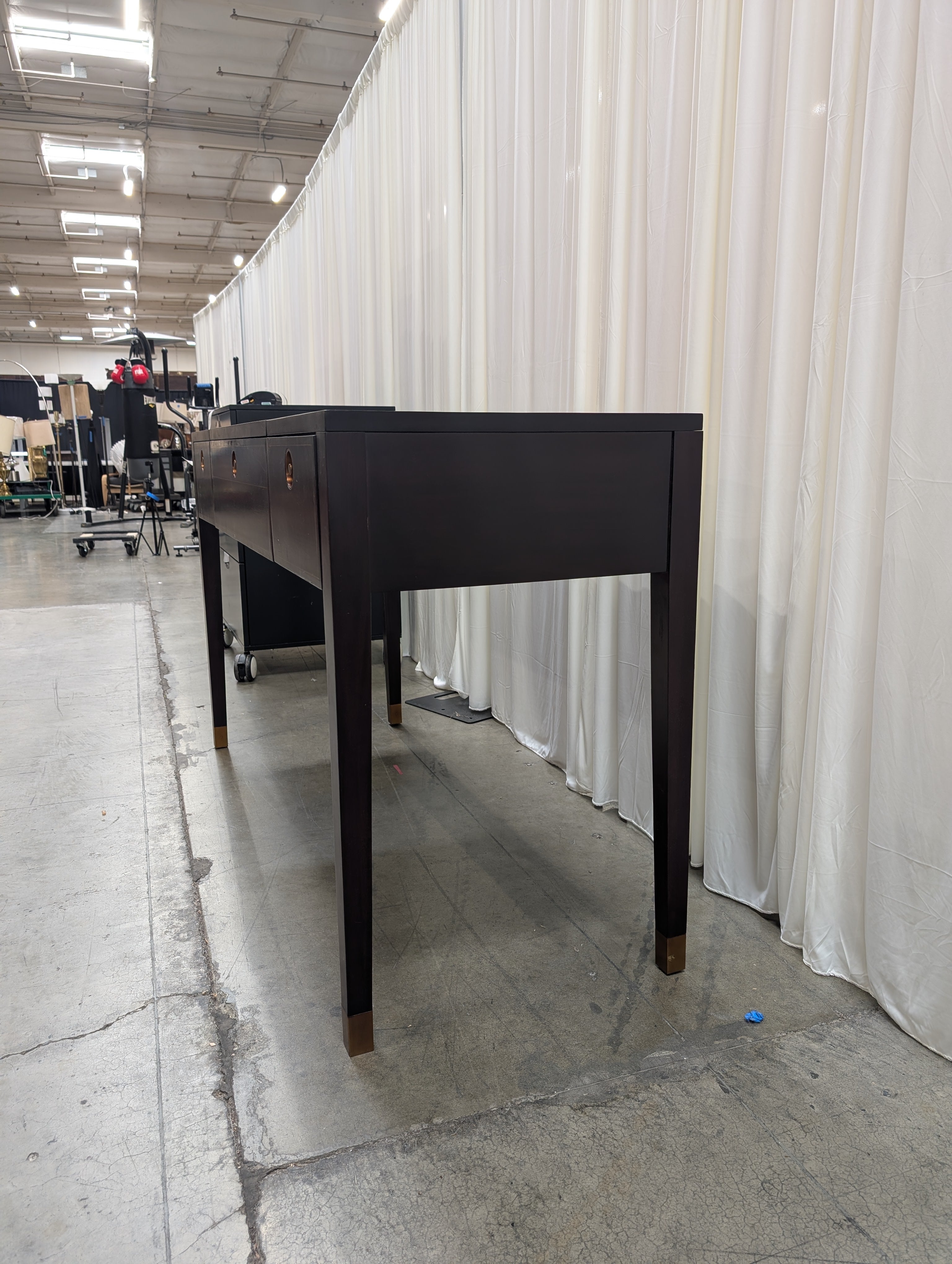 Crate&Barrel Mid-Century Style Three-Drawer Vanity in Dark Wood
