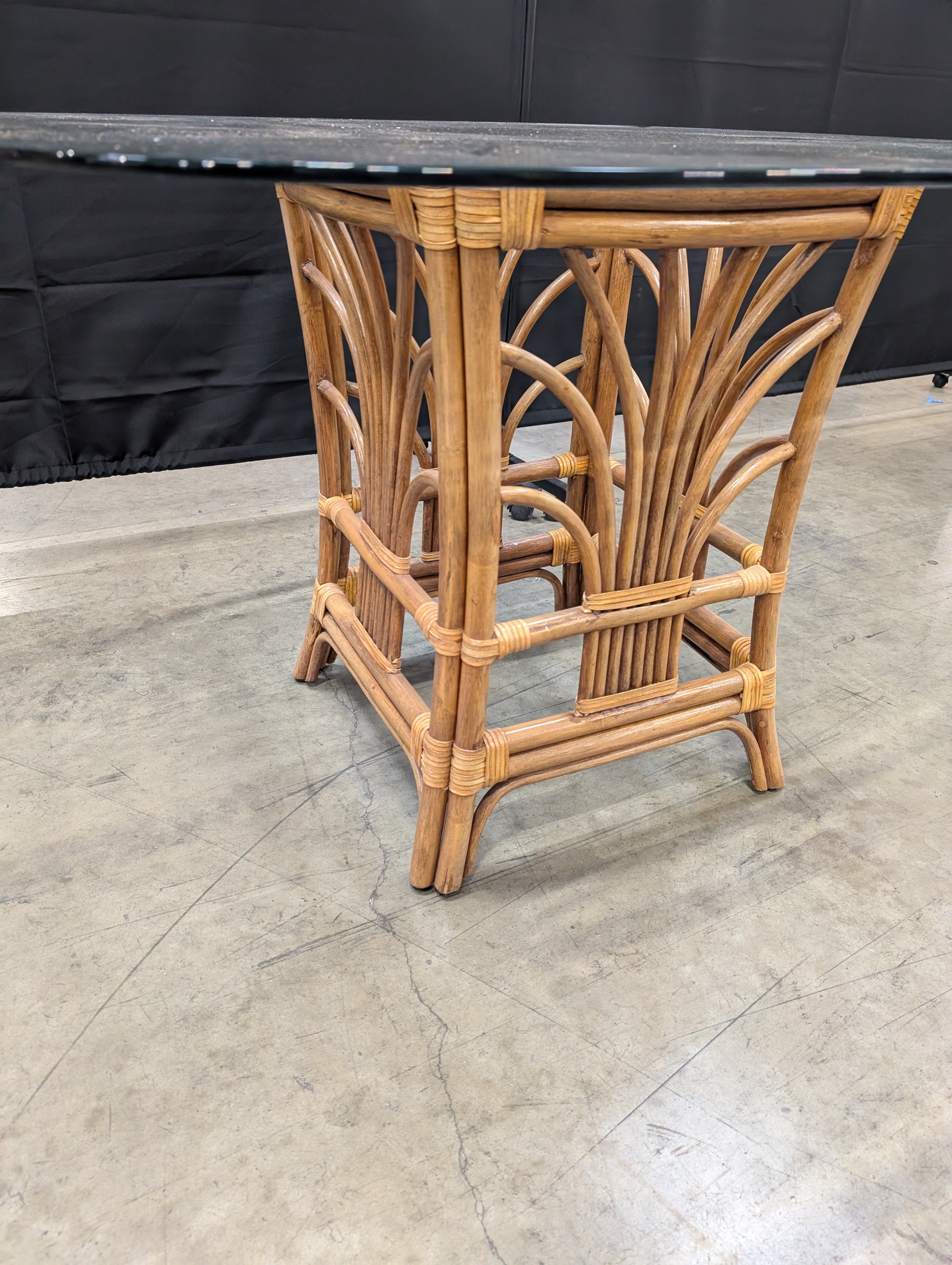 Rattan Base Glass Top Dining Table