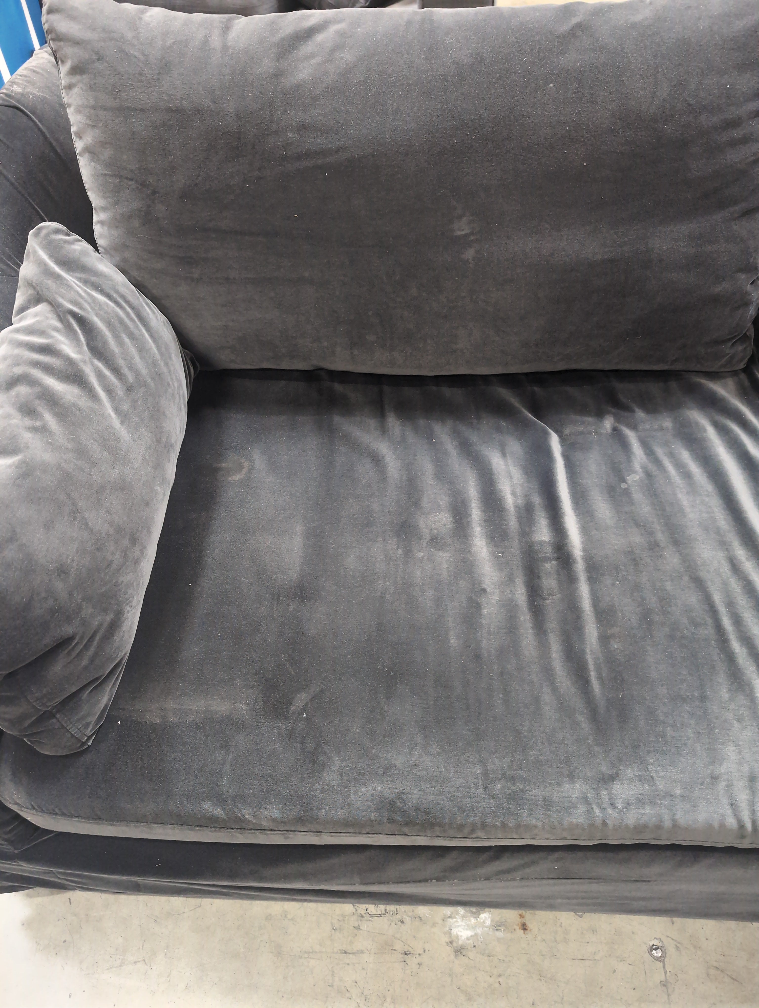Dark Gray Velvet Skirted Couch