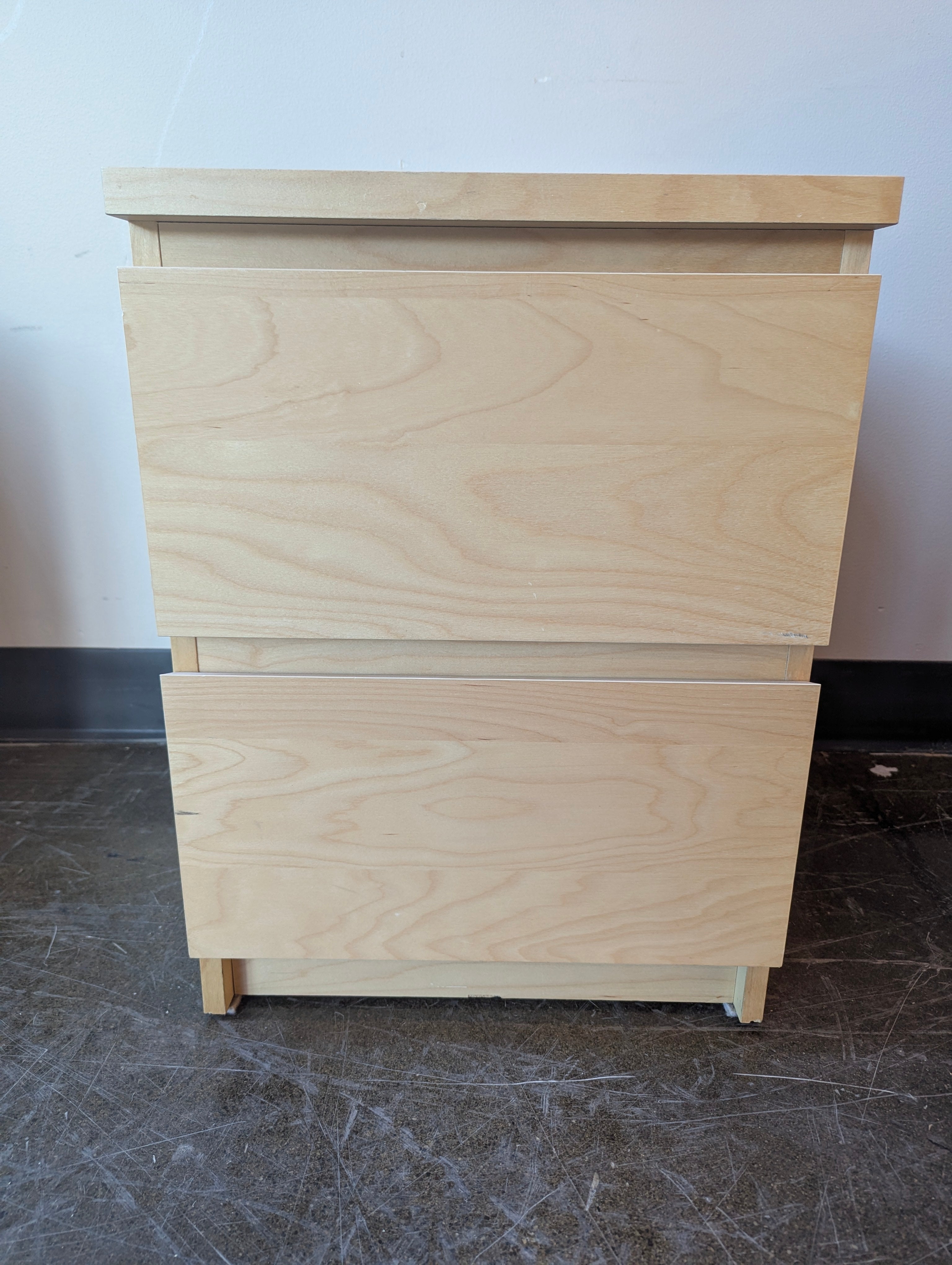 Two-Drawer Light Wood Nightstand