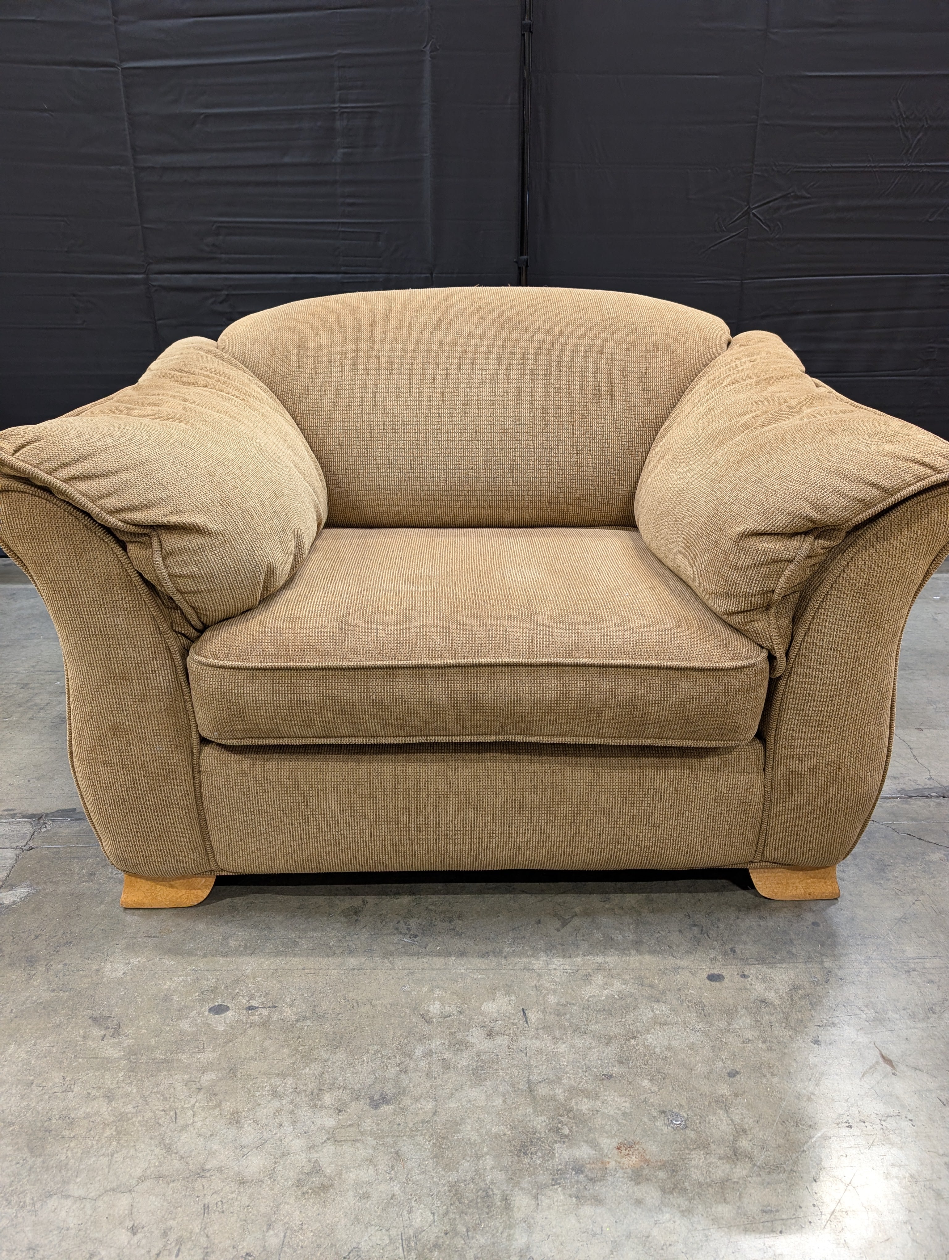 Large Plush Fabric Armchair and Matching Ottoman