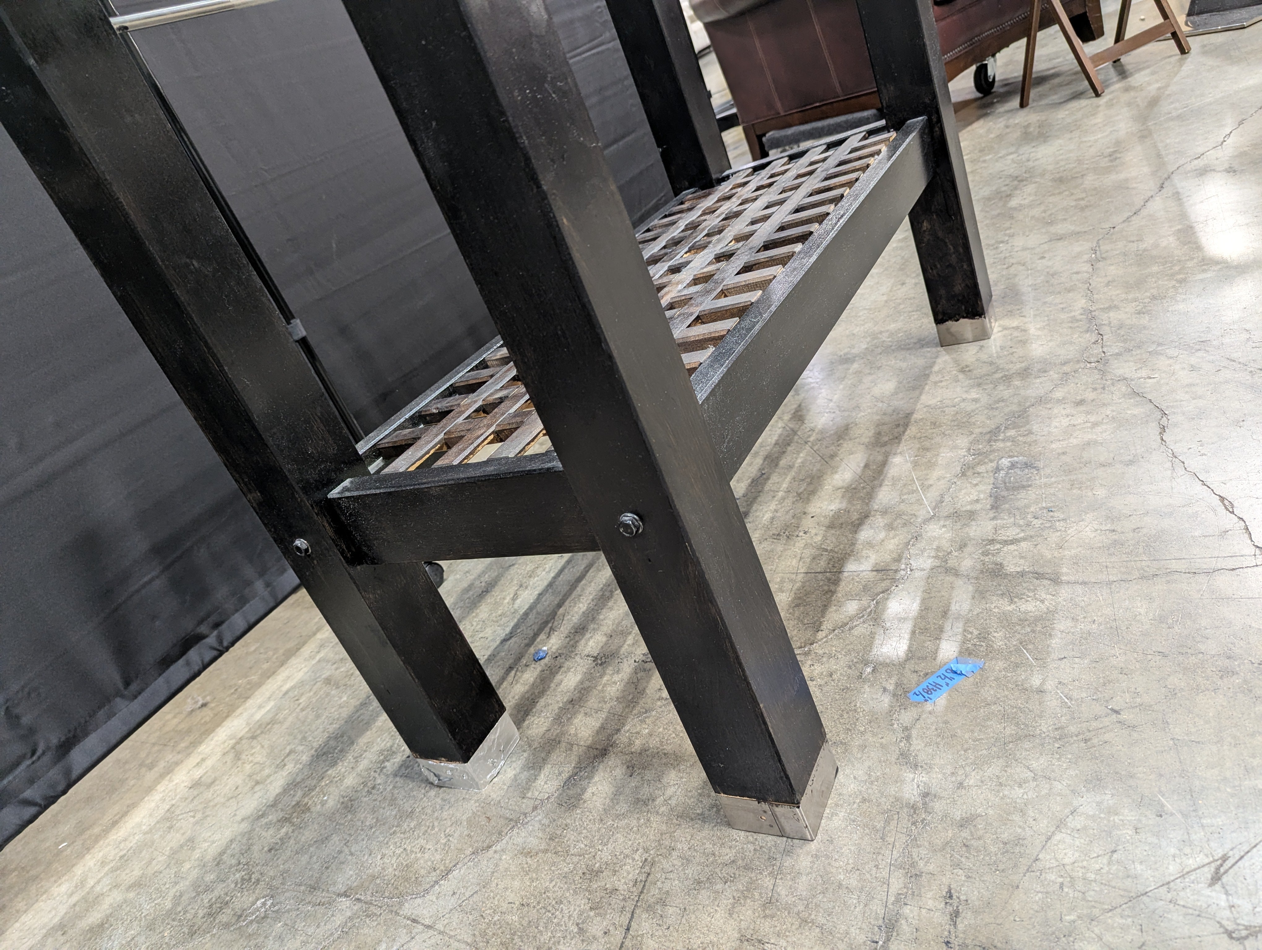 Modern Industrial Glass Top Kitchen Island Prep Table with Metal Rack