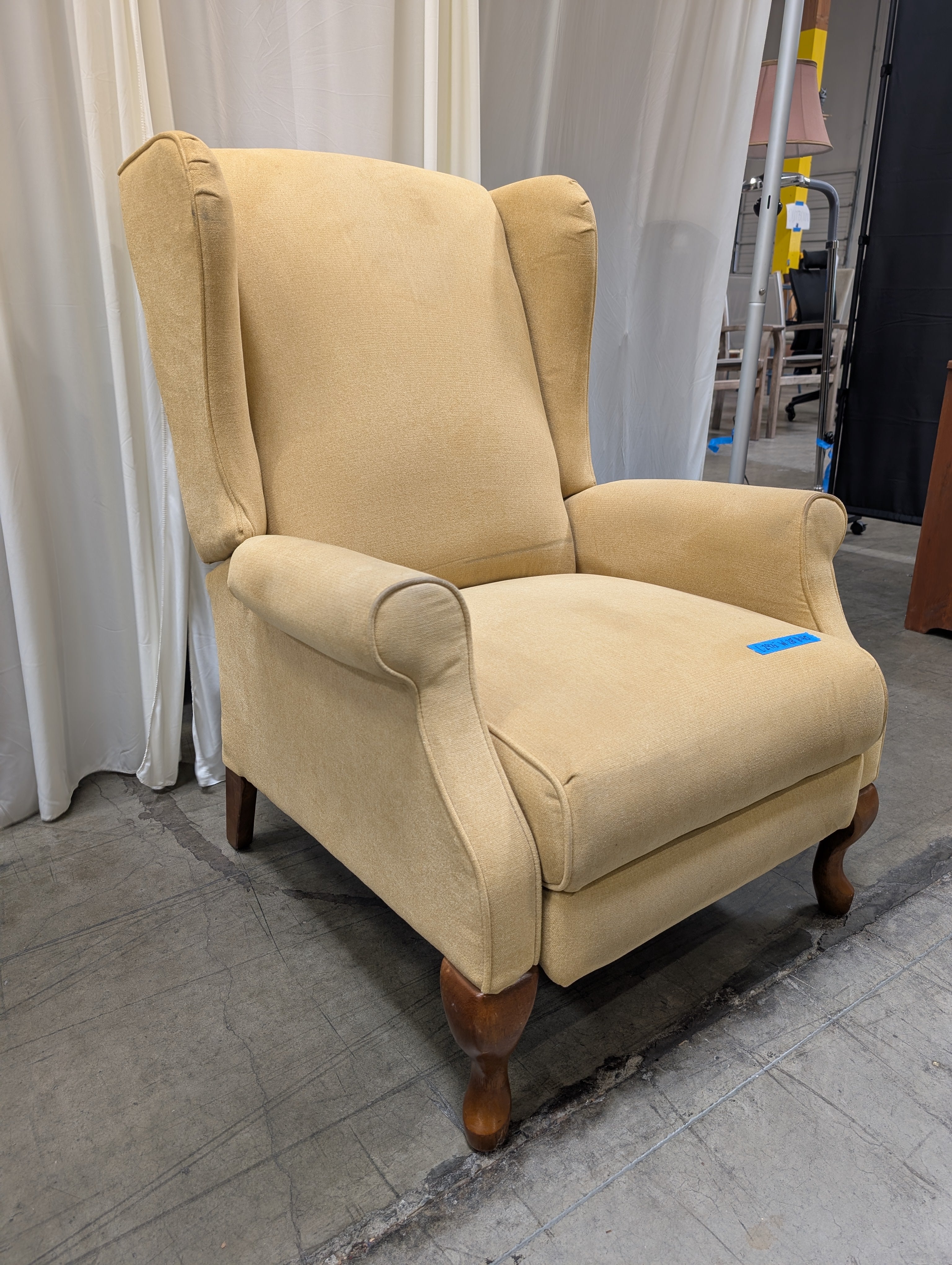 Vintage Yellow LaZboy Wingback Chair in Velvet