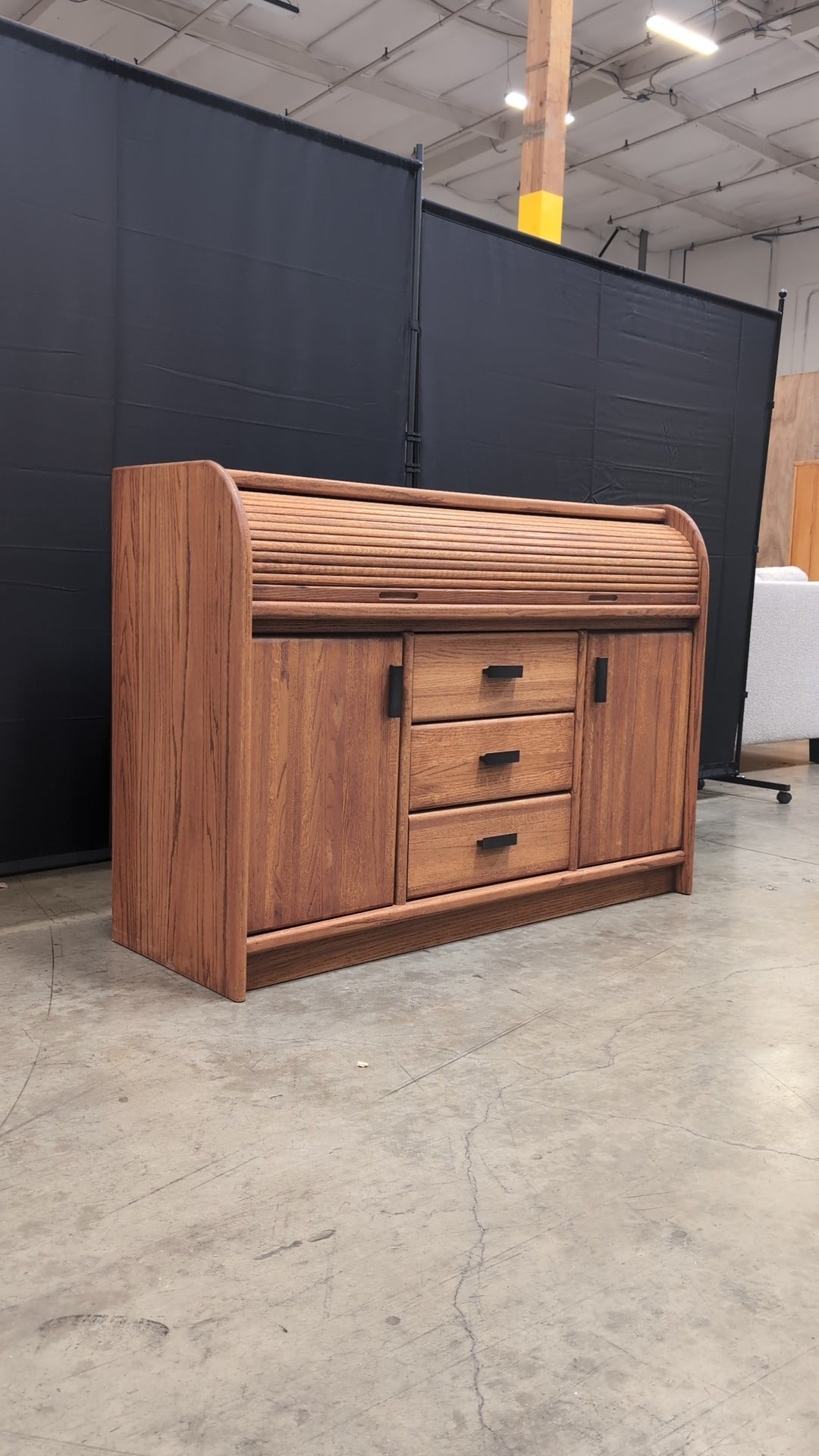 Hardwood Media Console with Storage and Drawers