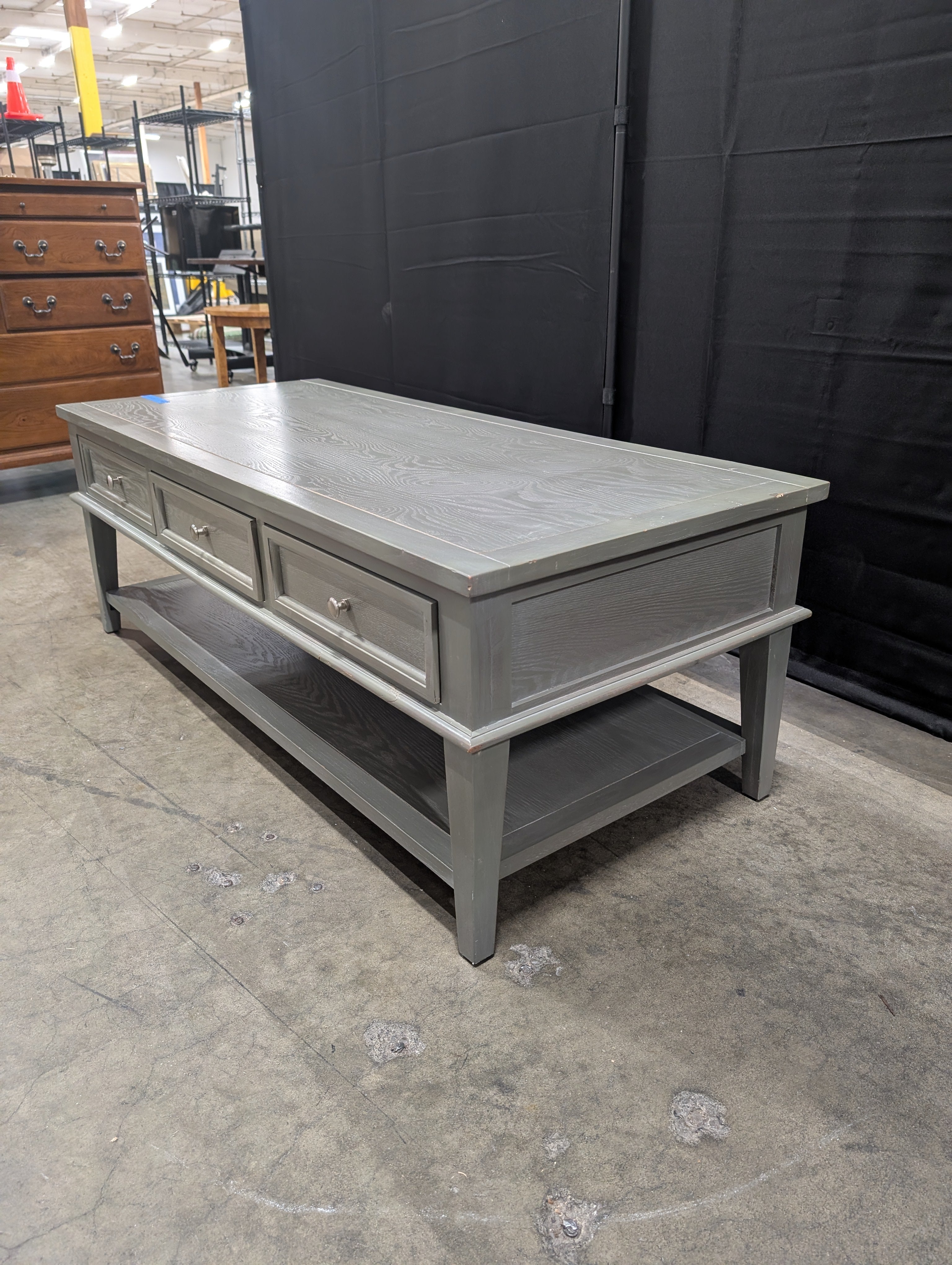 Grey Wood Six -Drawer Coffee Table