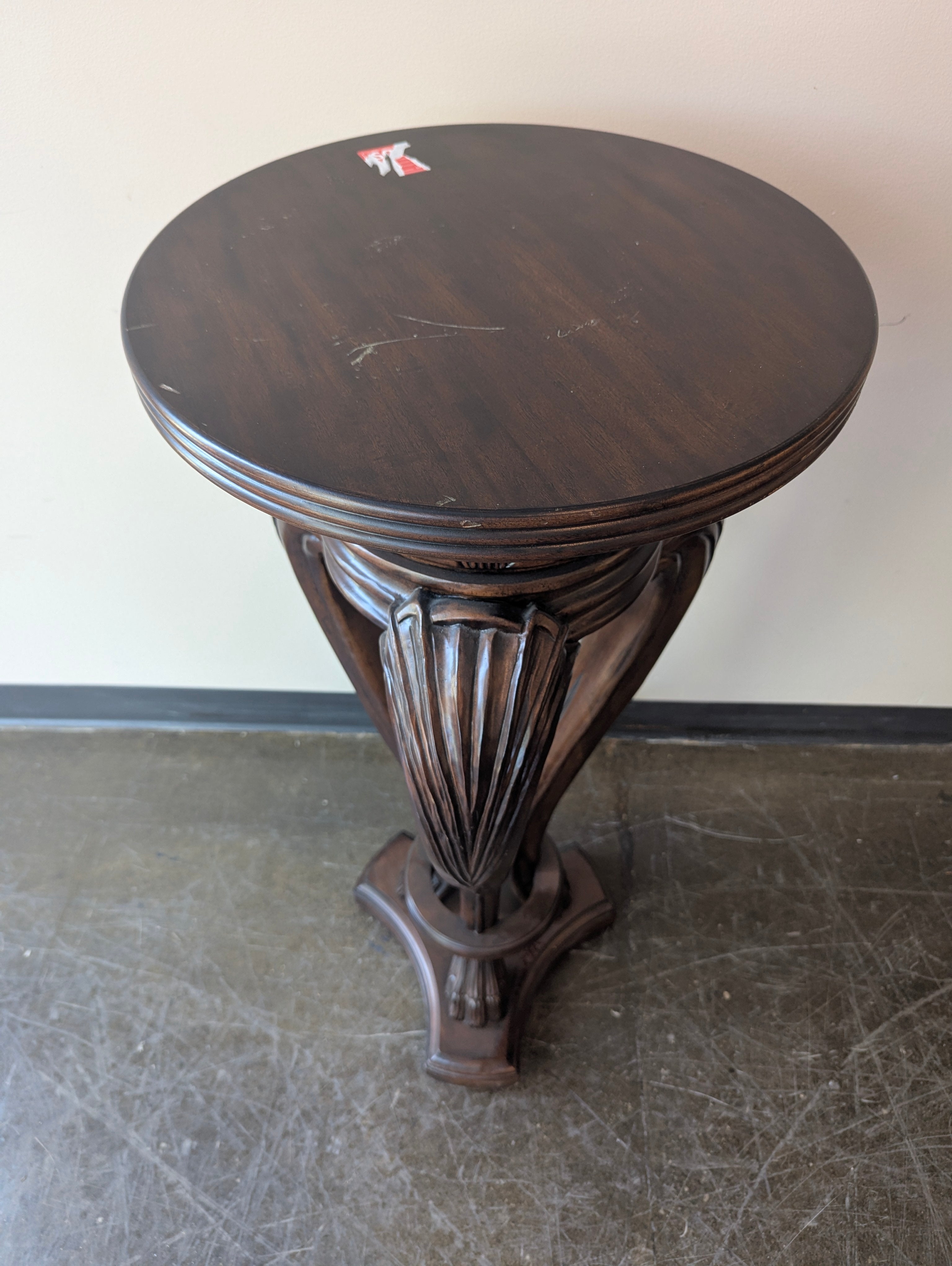 Ornate Carved Wood Pedestal Table