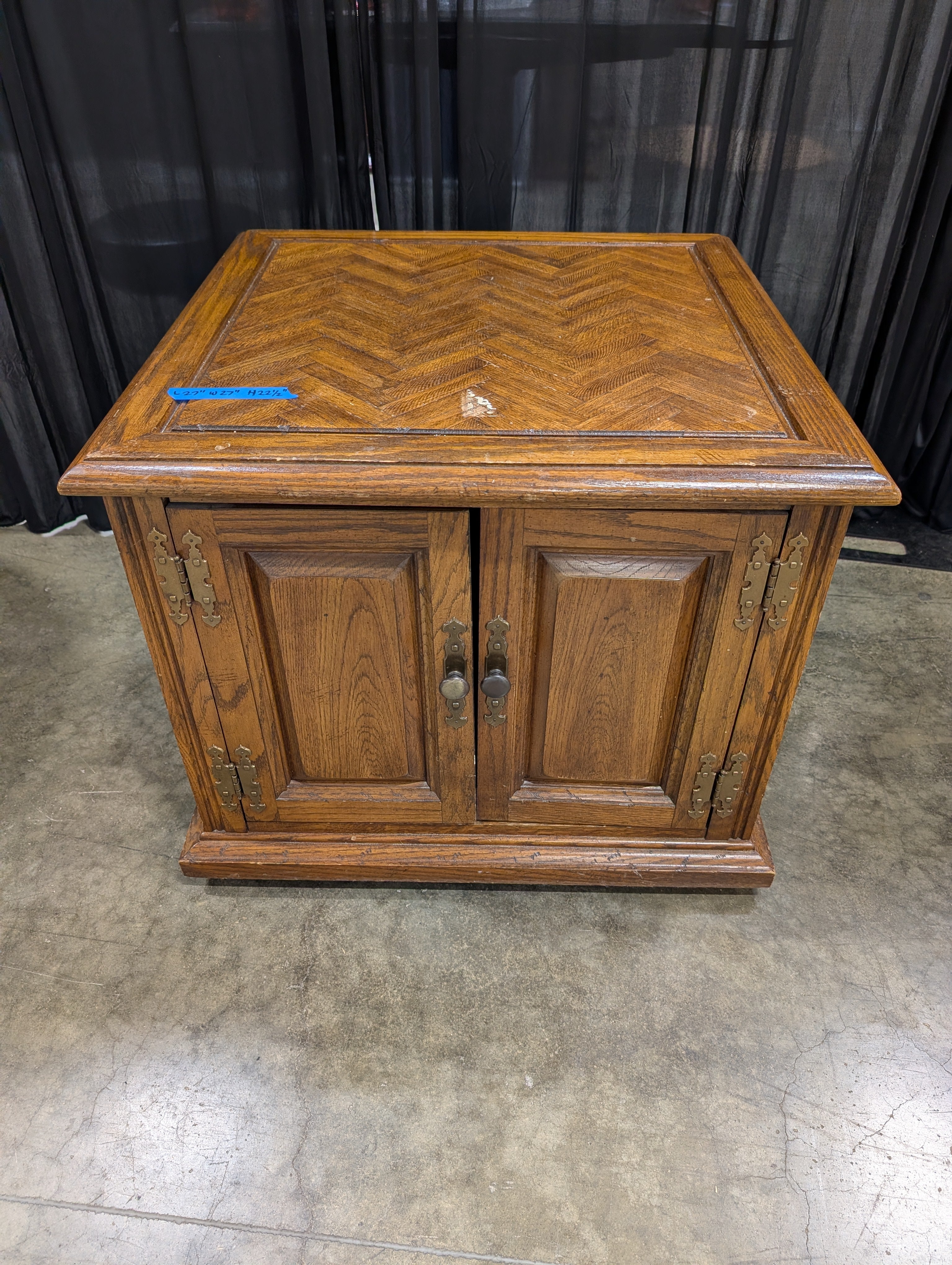 Brown Wood Herringbone Top End Table