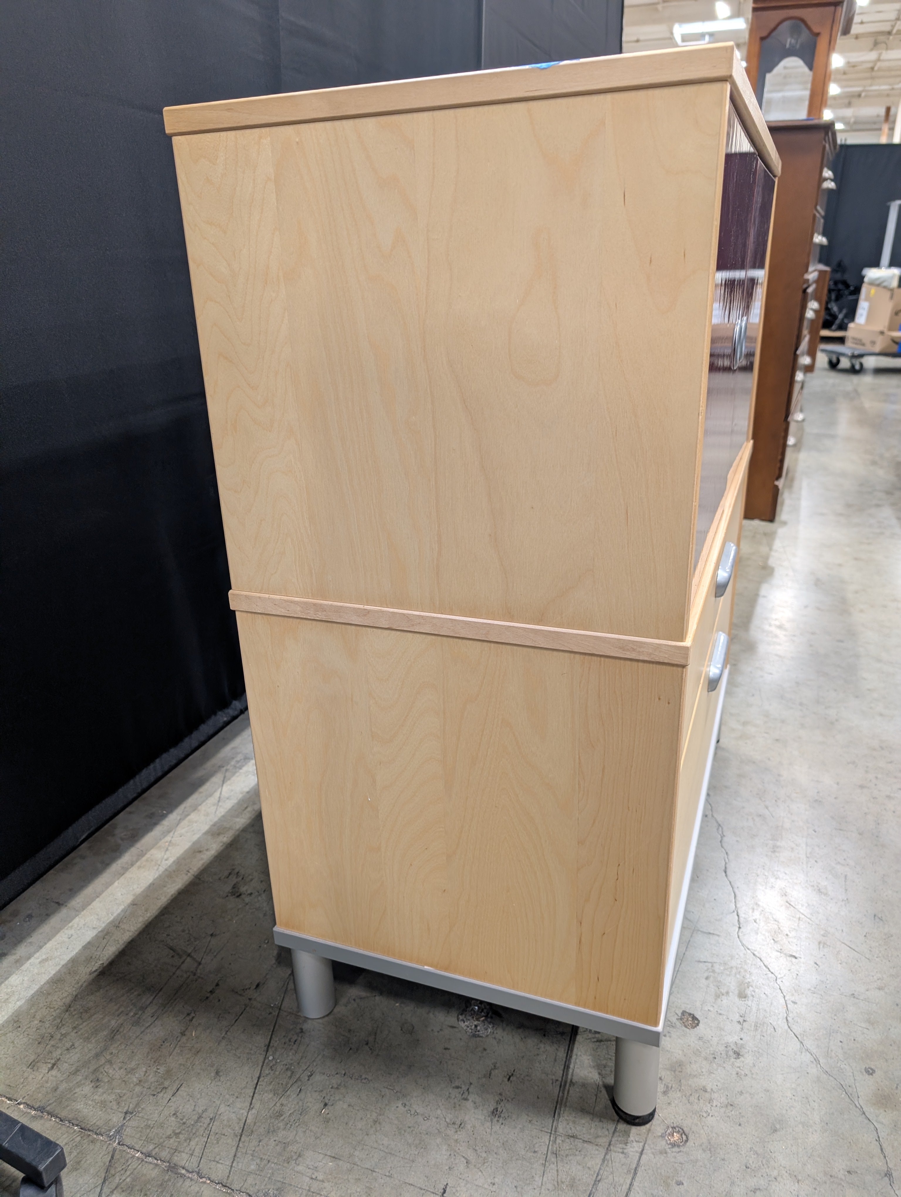 Ikea Two-Tone Wood and Red Accent Cabinet with Drawers