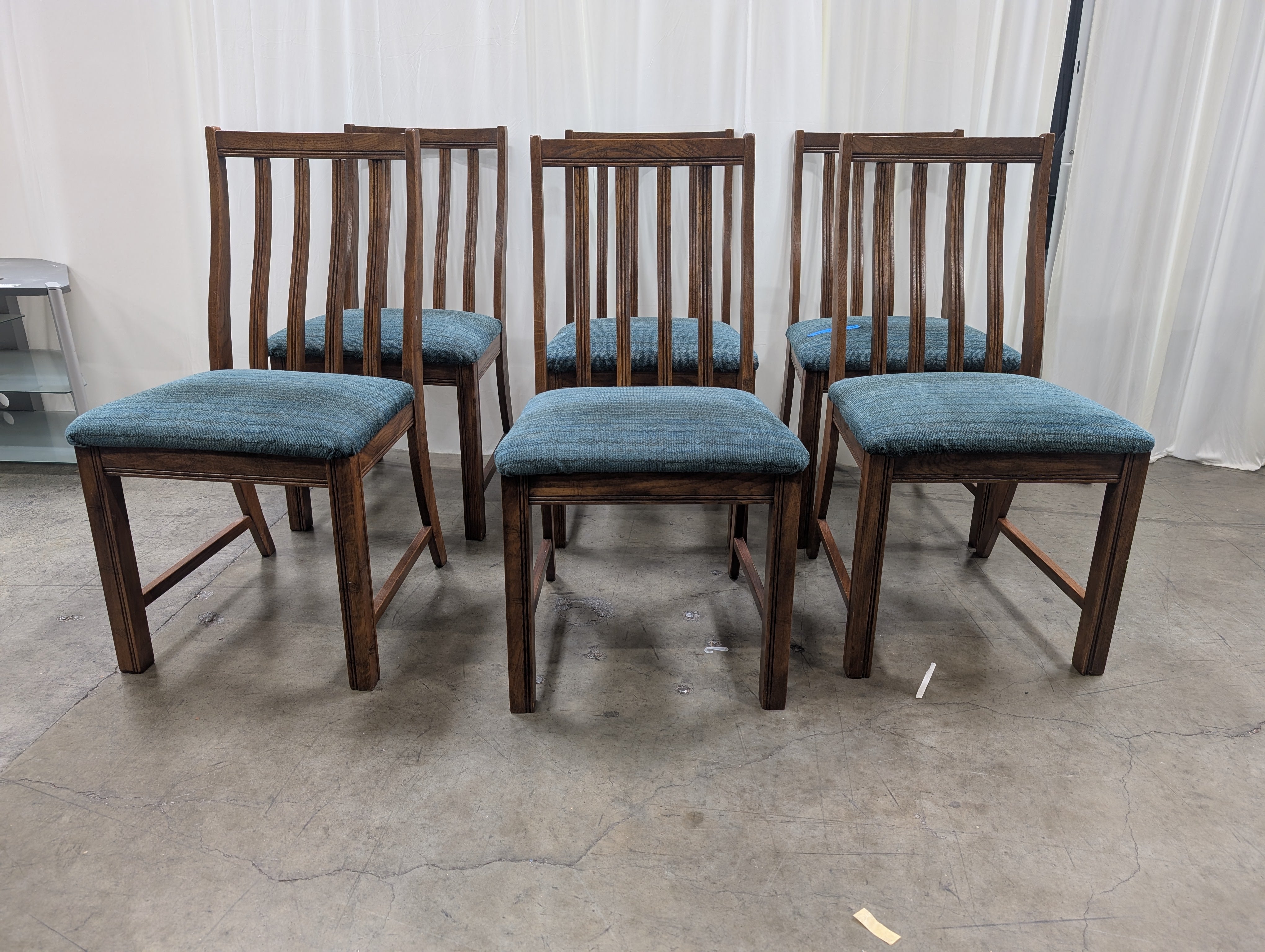 Set of Six Traditional Brown Wood Dining Chair with Spindle Back