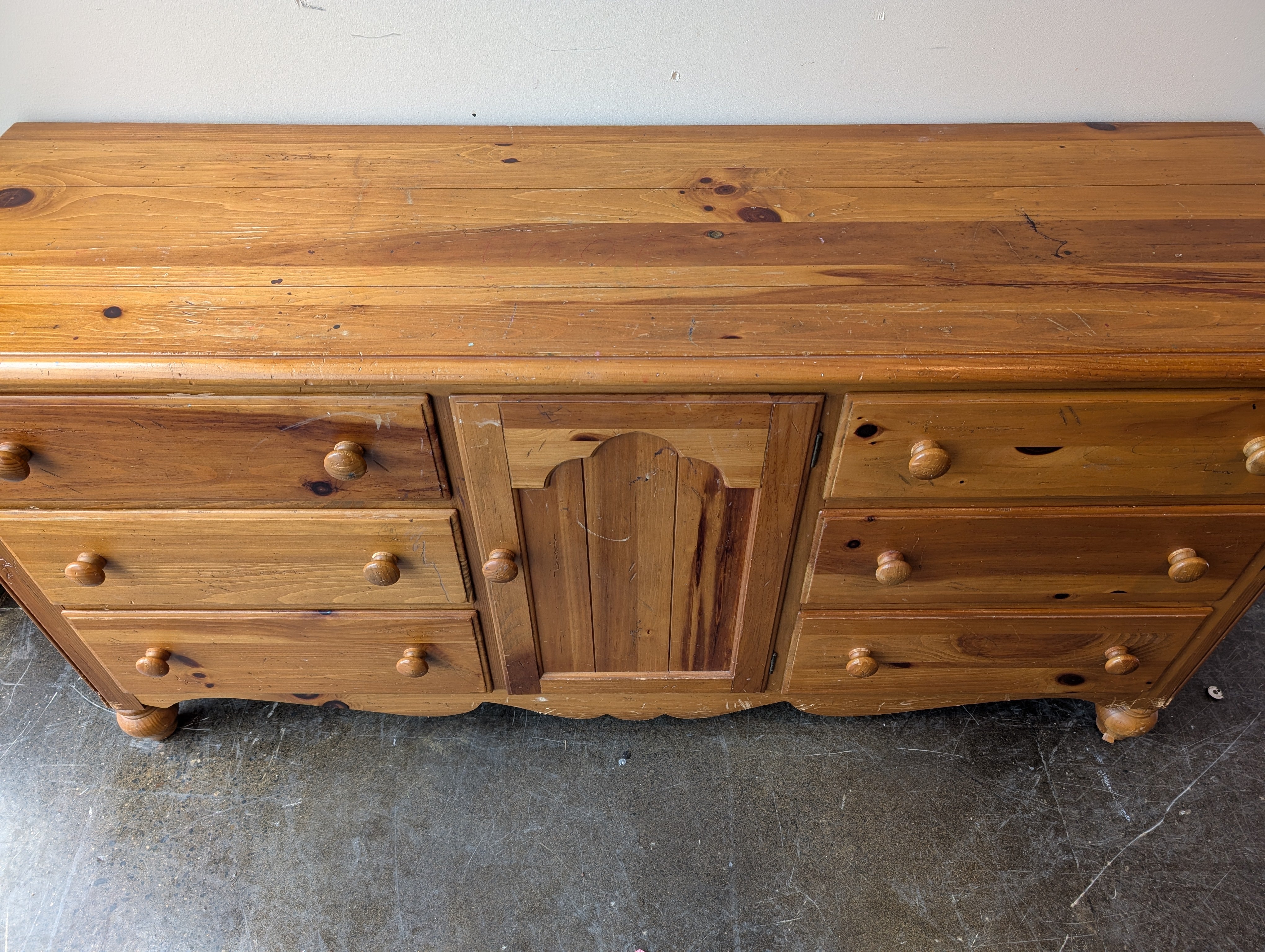 Solid Wood Ethan Allen Dresser with Central Cabinet
