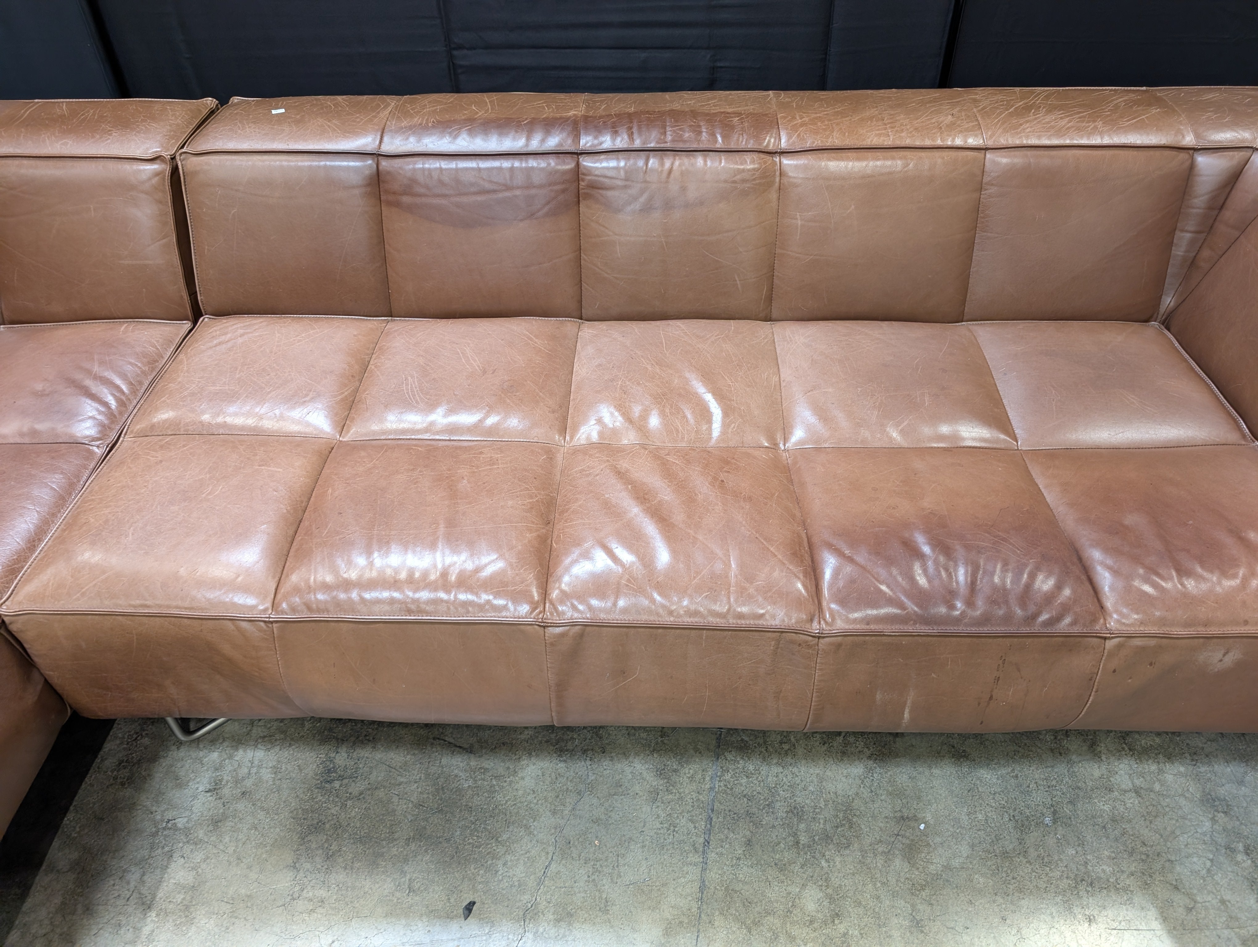 BoConcept Brown Leather Sectional Sofa with Chaise