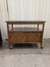 Mid-Century Rolling Wood Desk with Sliding Top