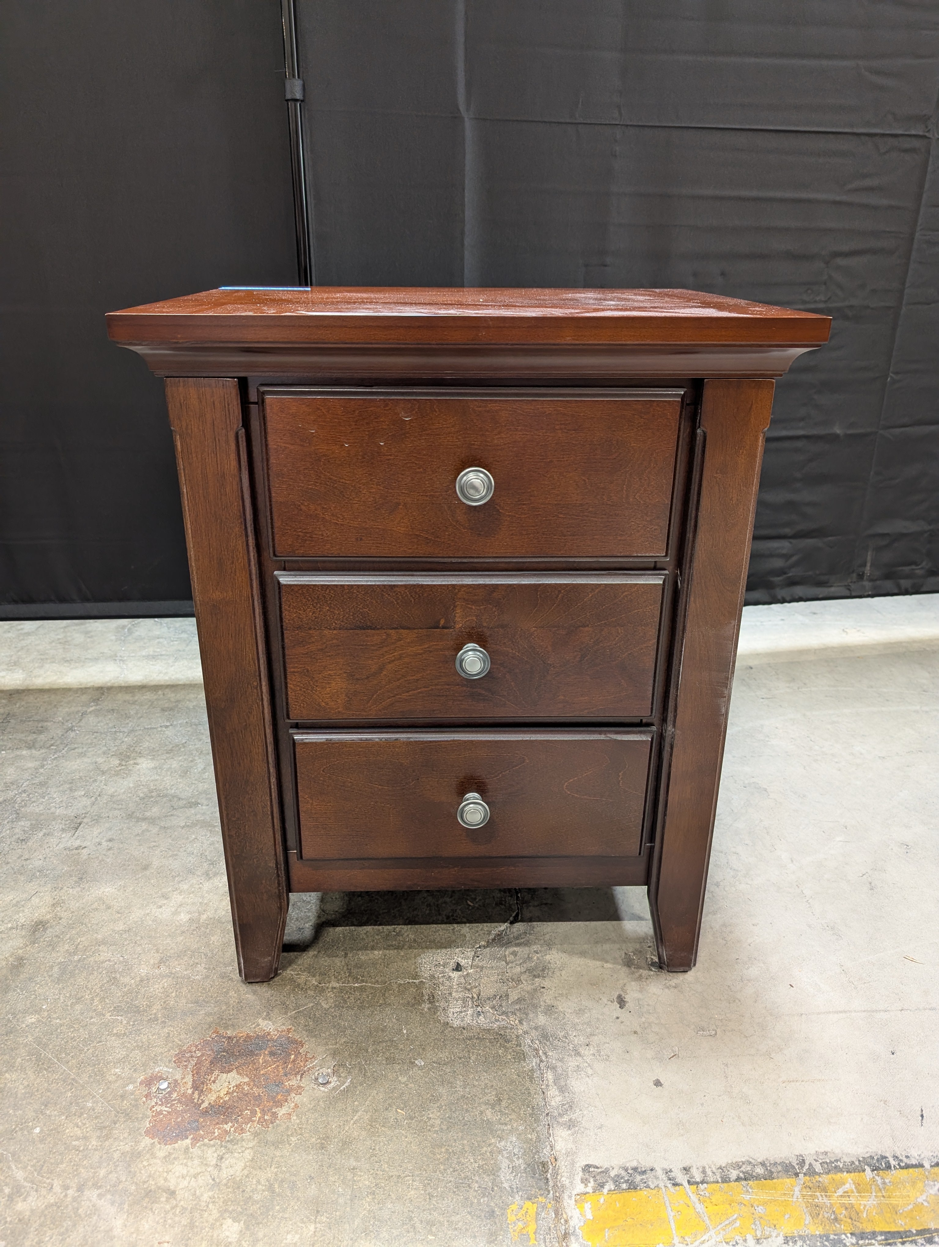 Traditional Brown Wood Three-Drawer Nightstand