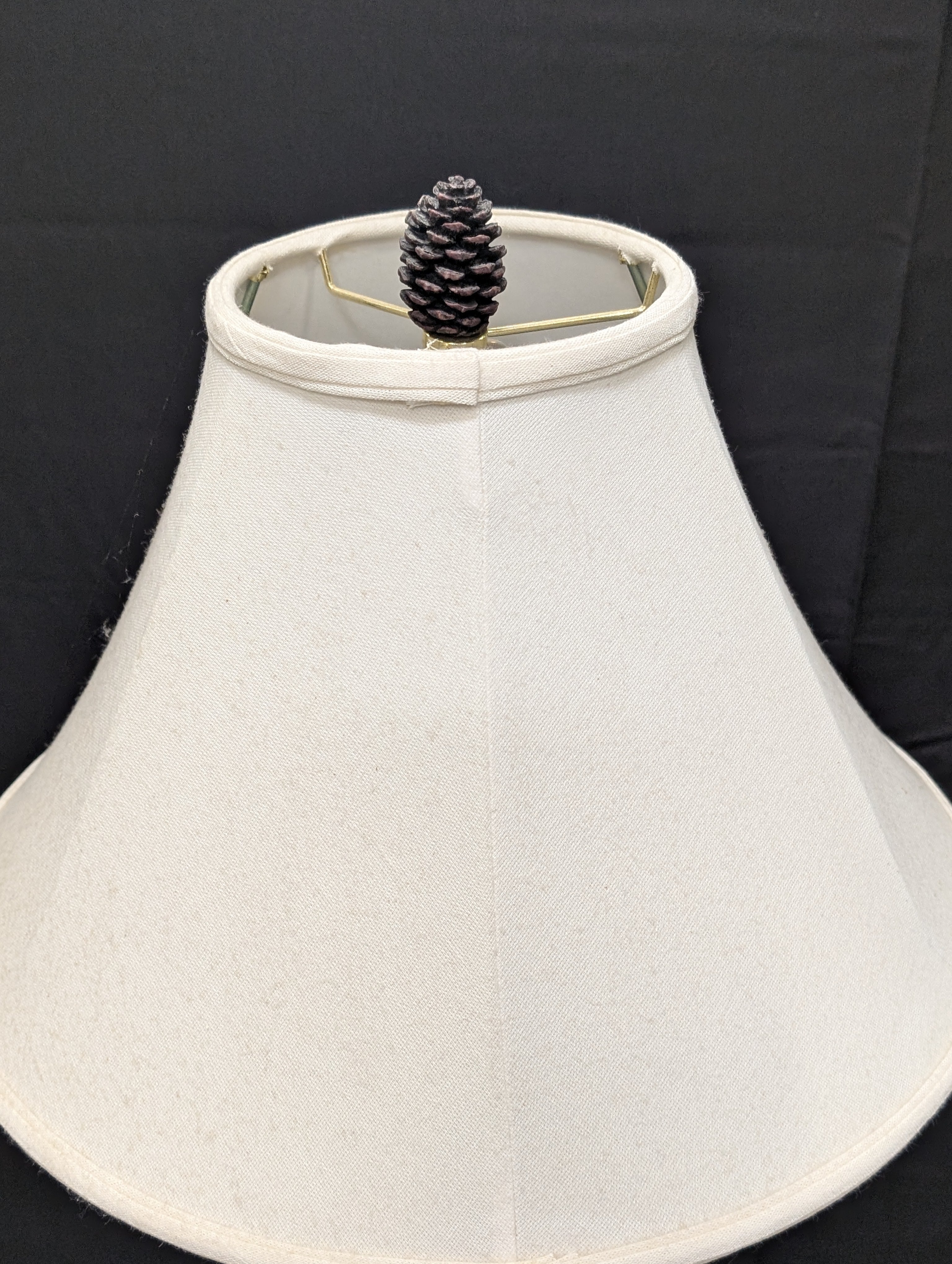 Rustic Pinecone Motif Floor Lamp with Tapered Fabric Shade
