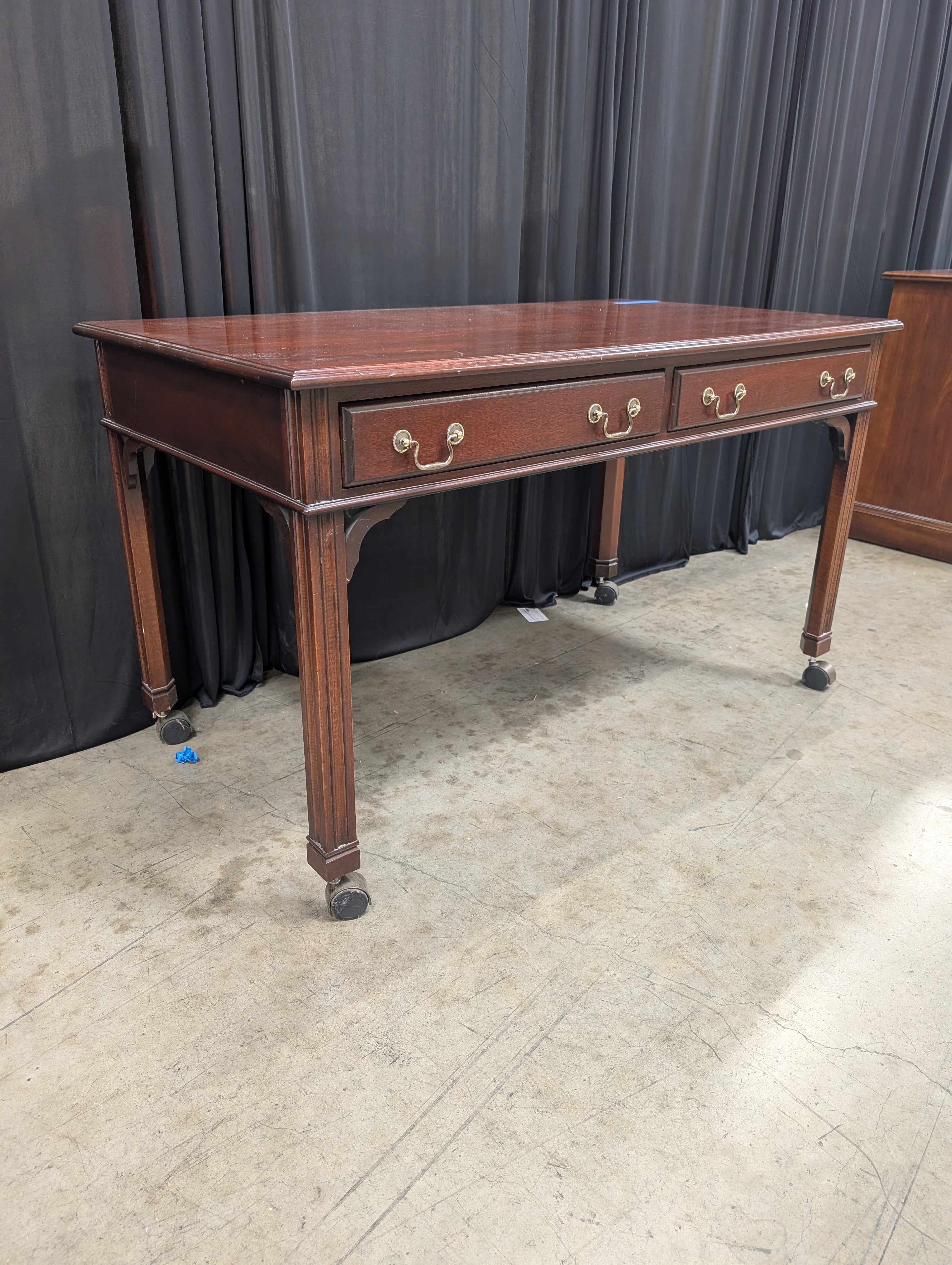 Traditional Dark Wood Desk with Casters