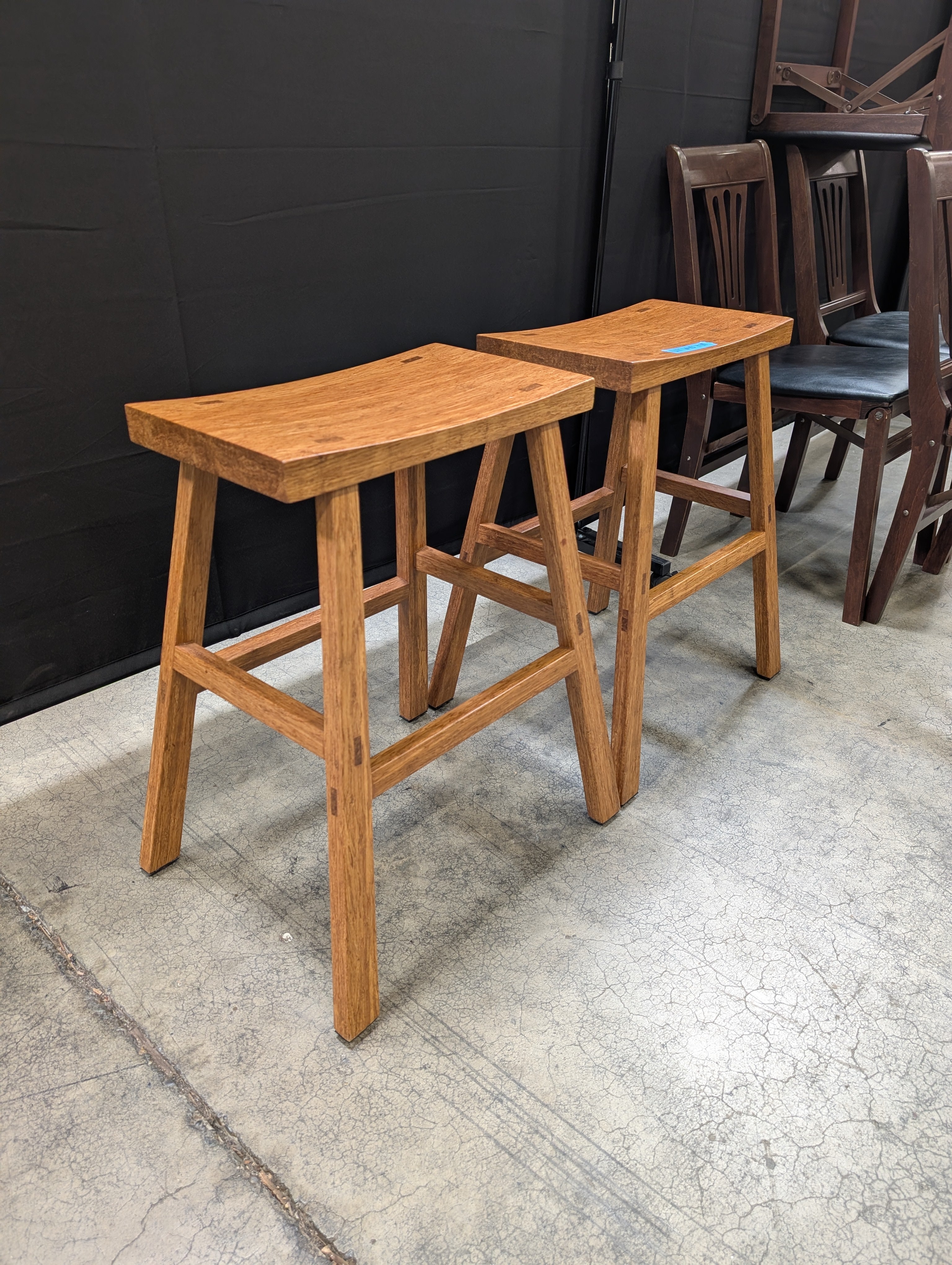 Pair of Mission Style Bar Stool in Wood