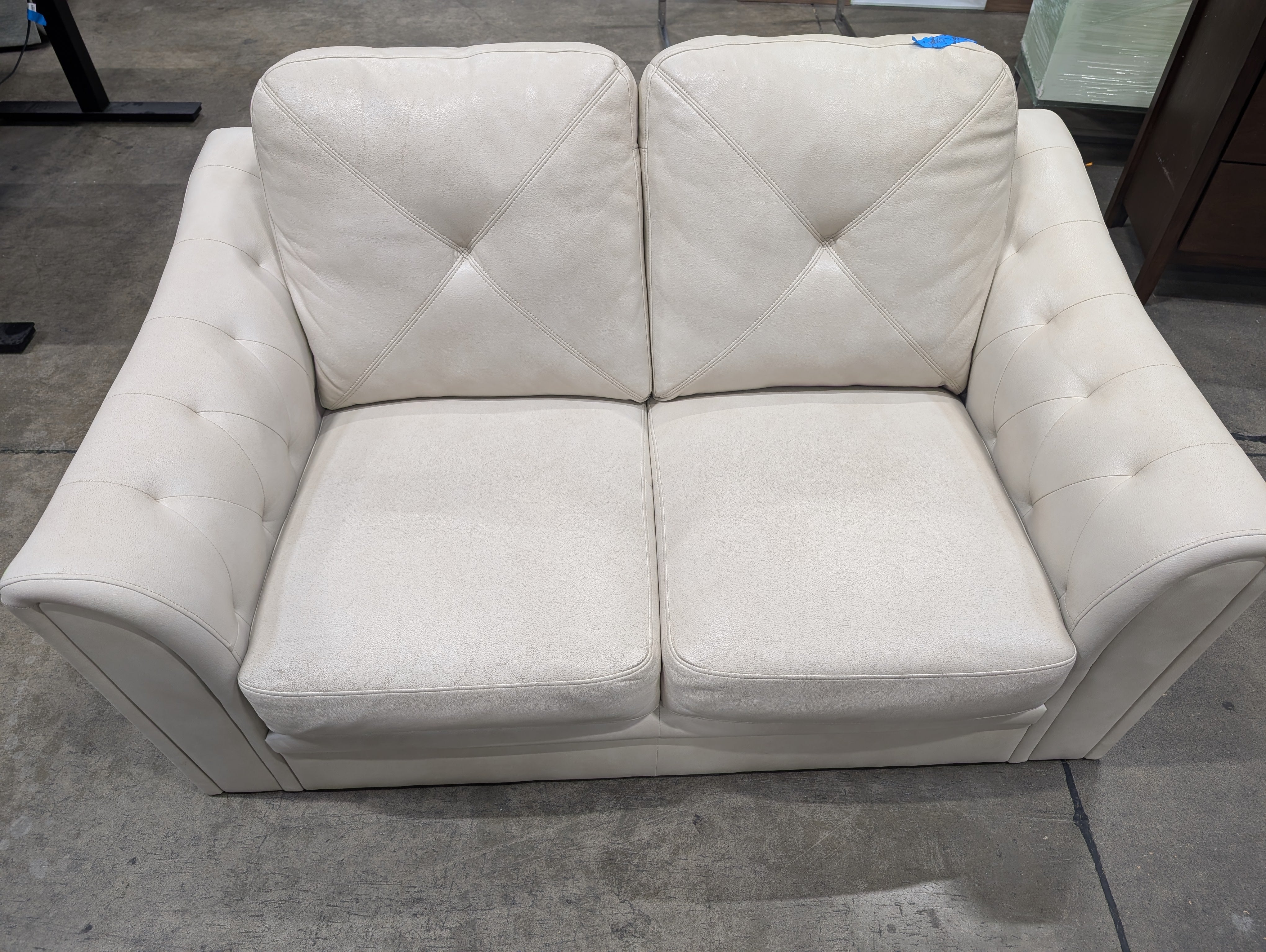 Cream Tufted Sectional Sofa Piece