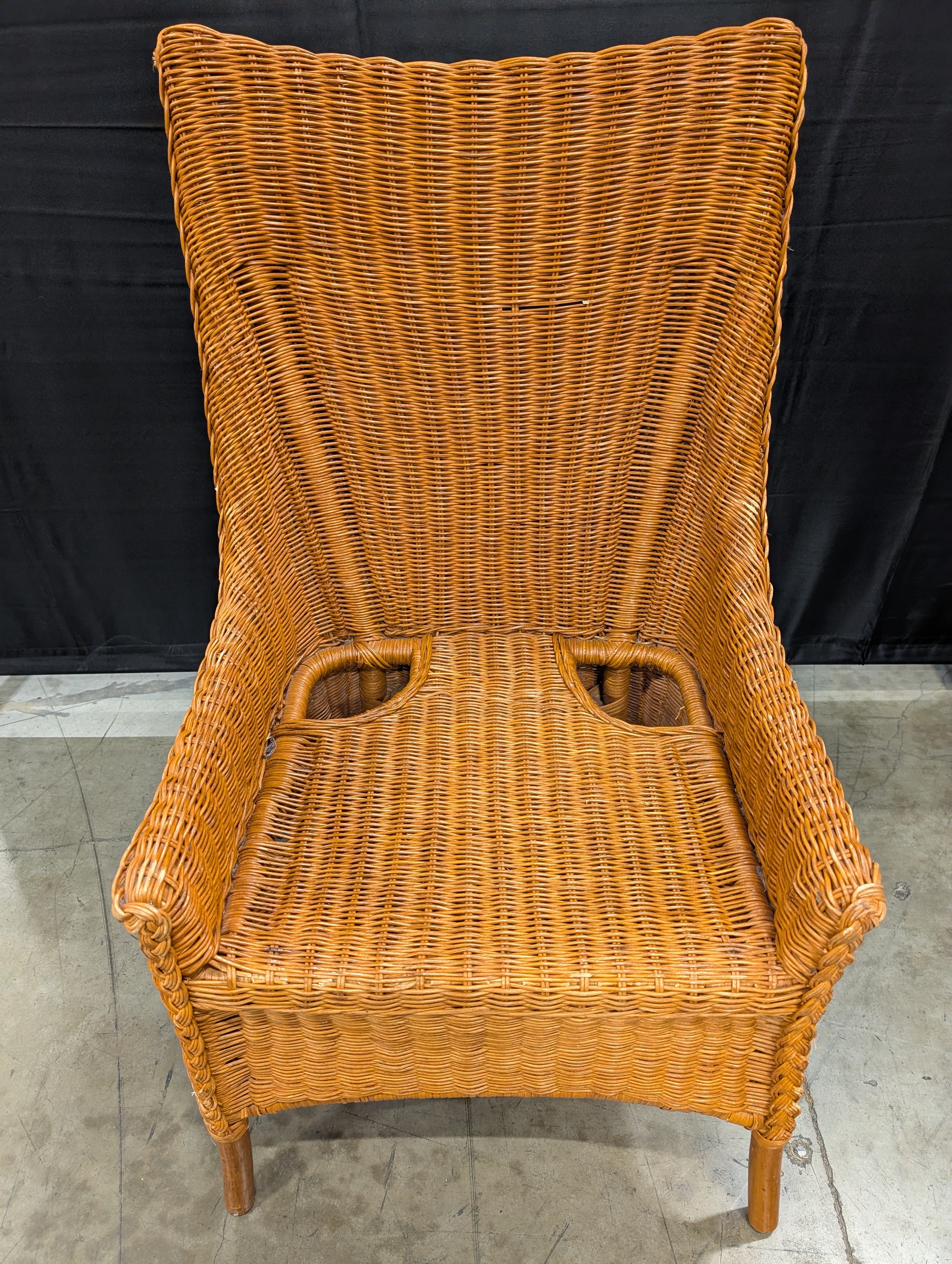 Woven Rattan High-Back Lounge Chair