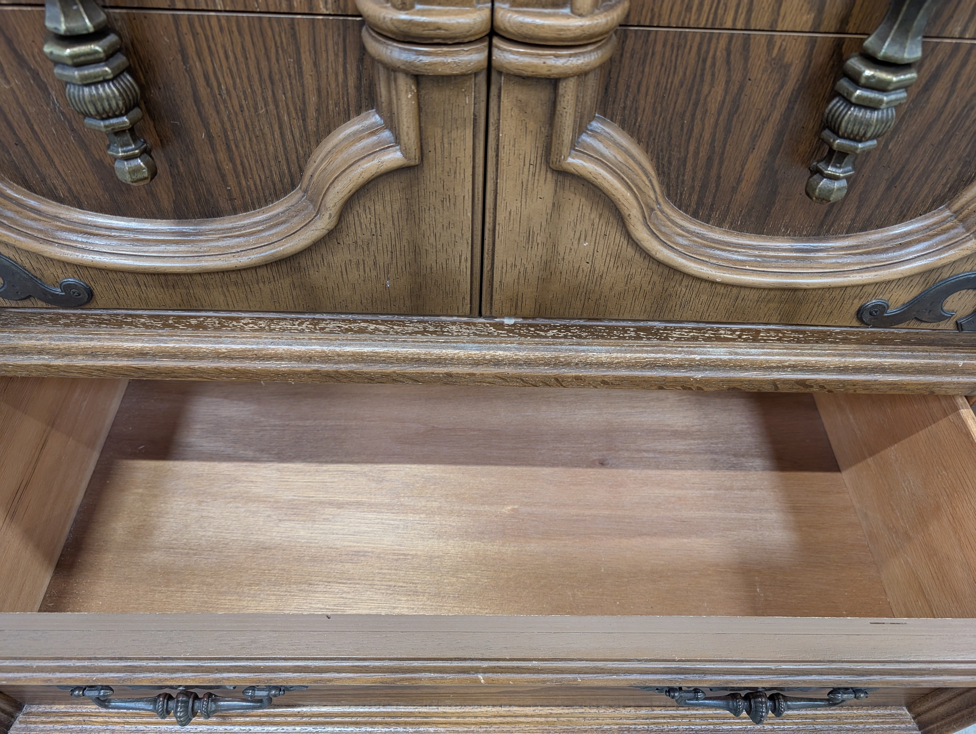 Bassett Furniture Armoire Drawers with Ornate Hardware