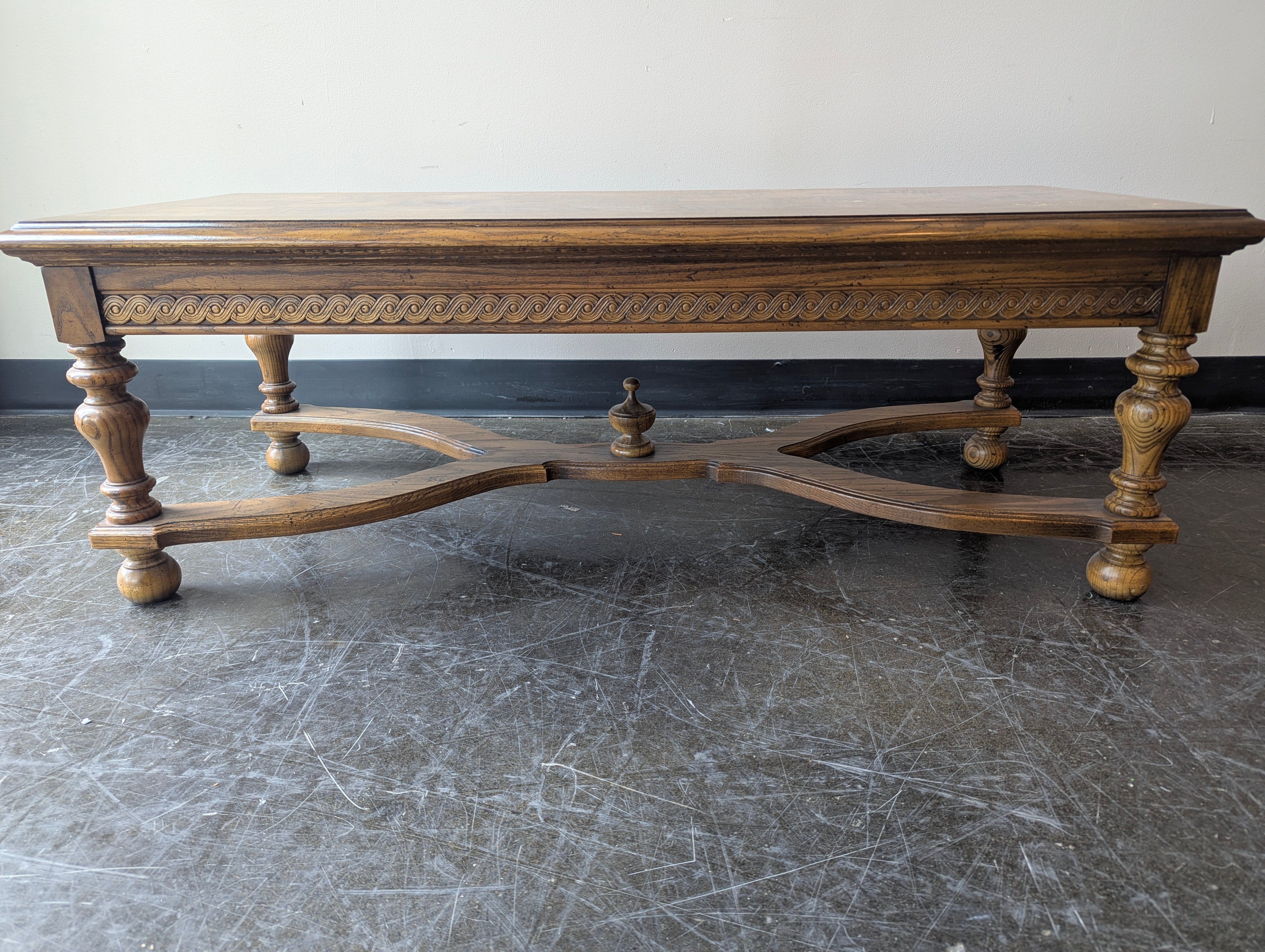 Traditional Carved Wood Rectangular Coffee Table