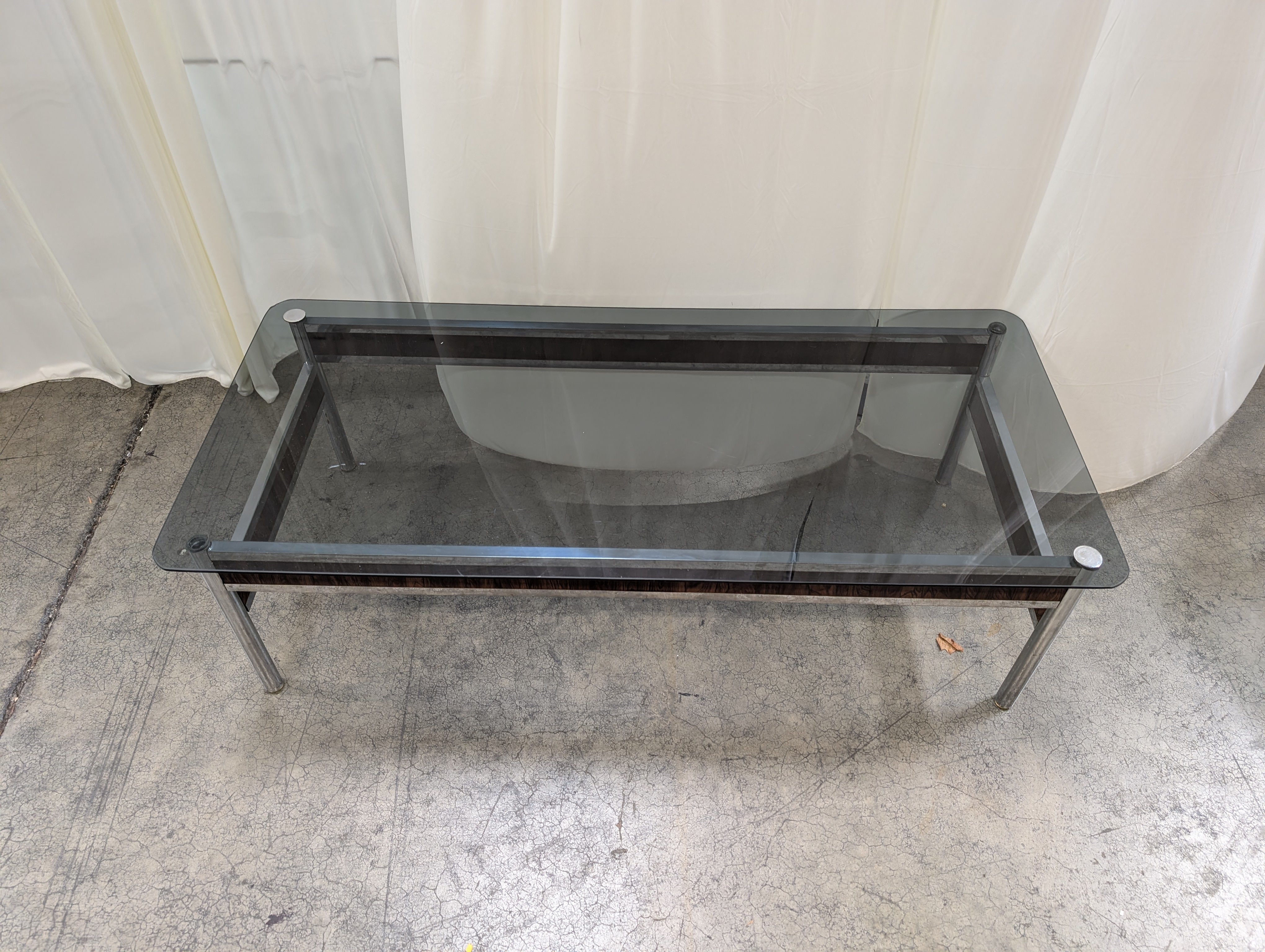Rectangular Smoked Glass Coffee Table with Metal Legs