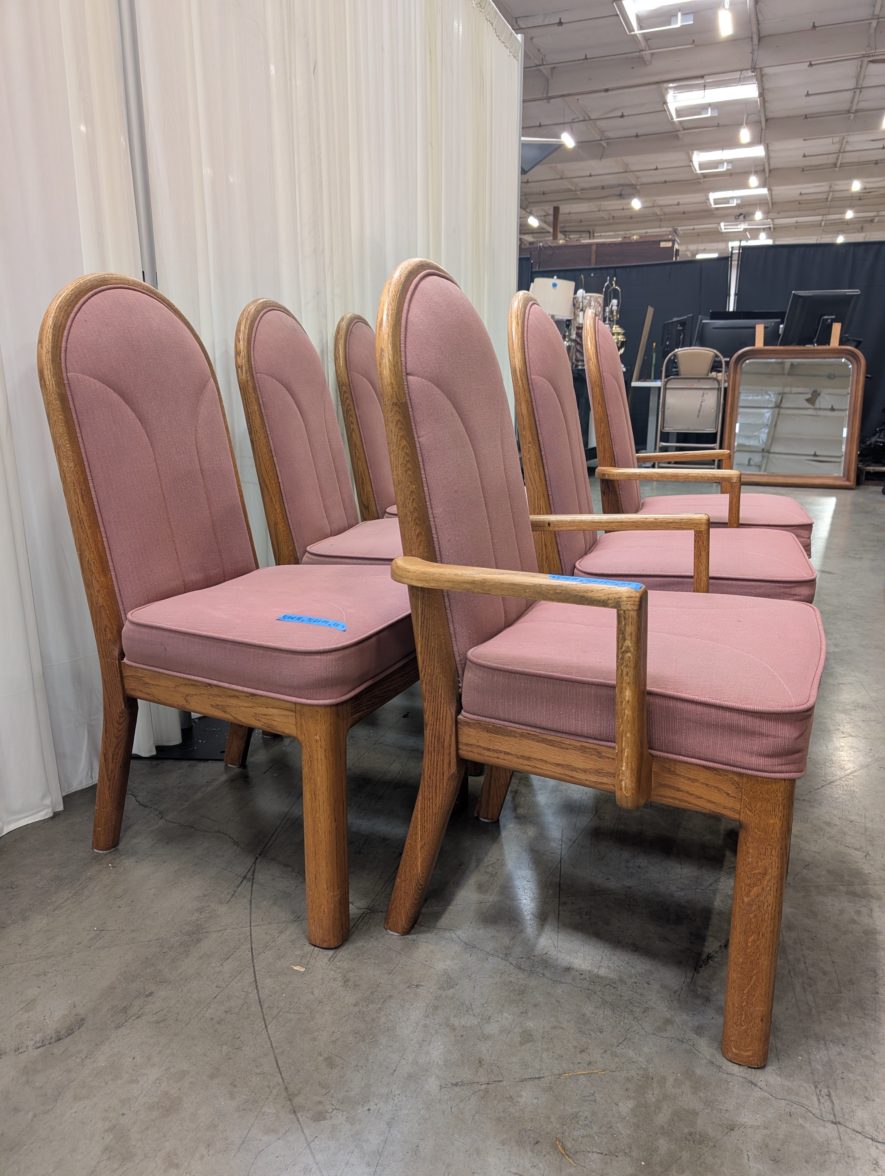Set of Six Wambold Fine Furniture Mauve Fabric Dining Chair in Wood