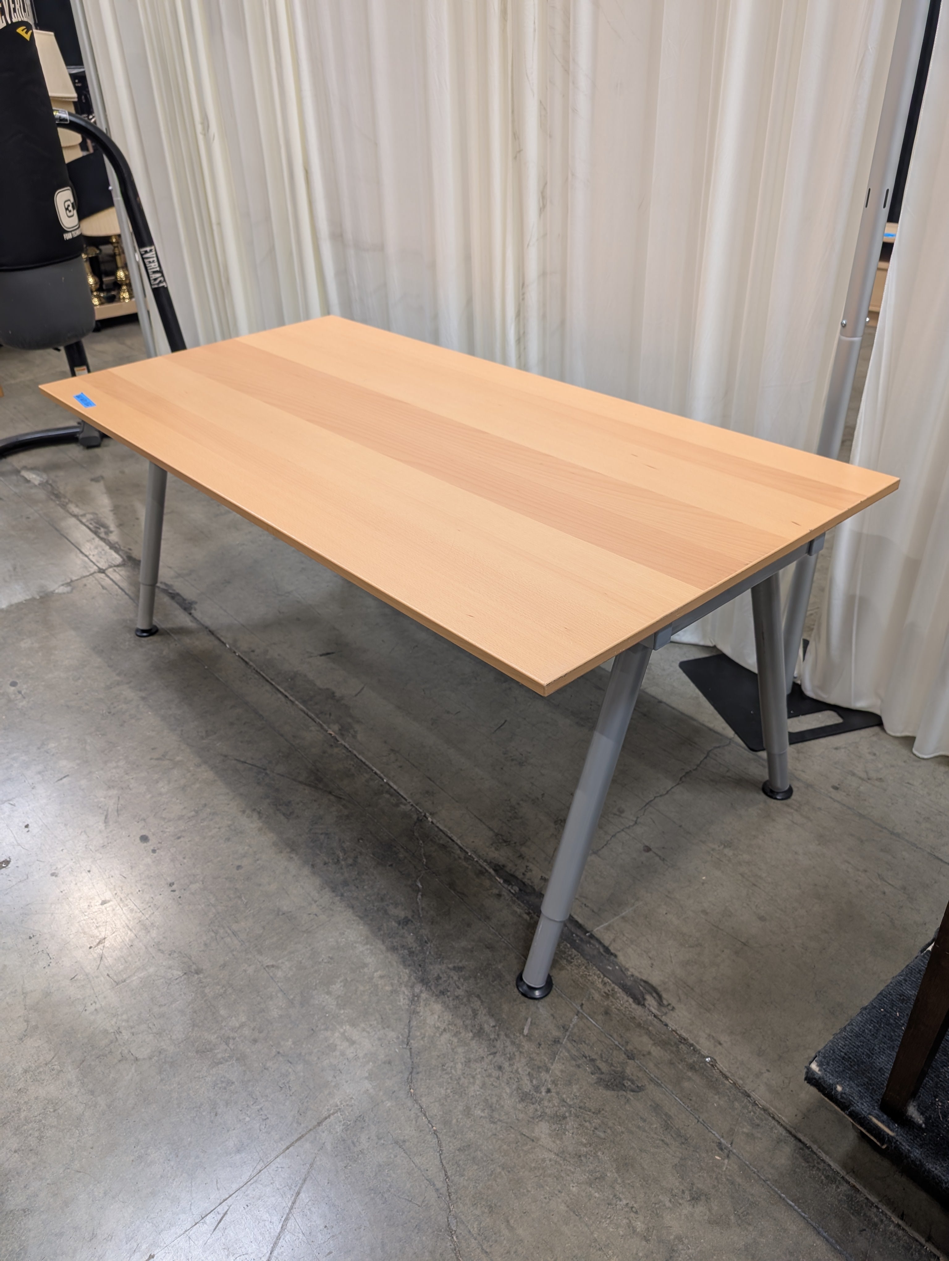Light Wood Veneer Ikea Desk with Adjustable Legs