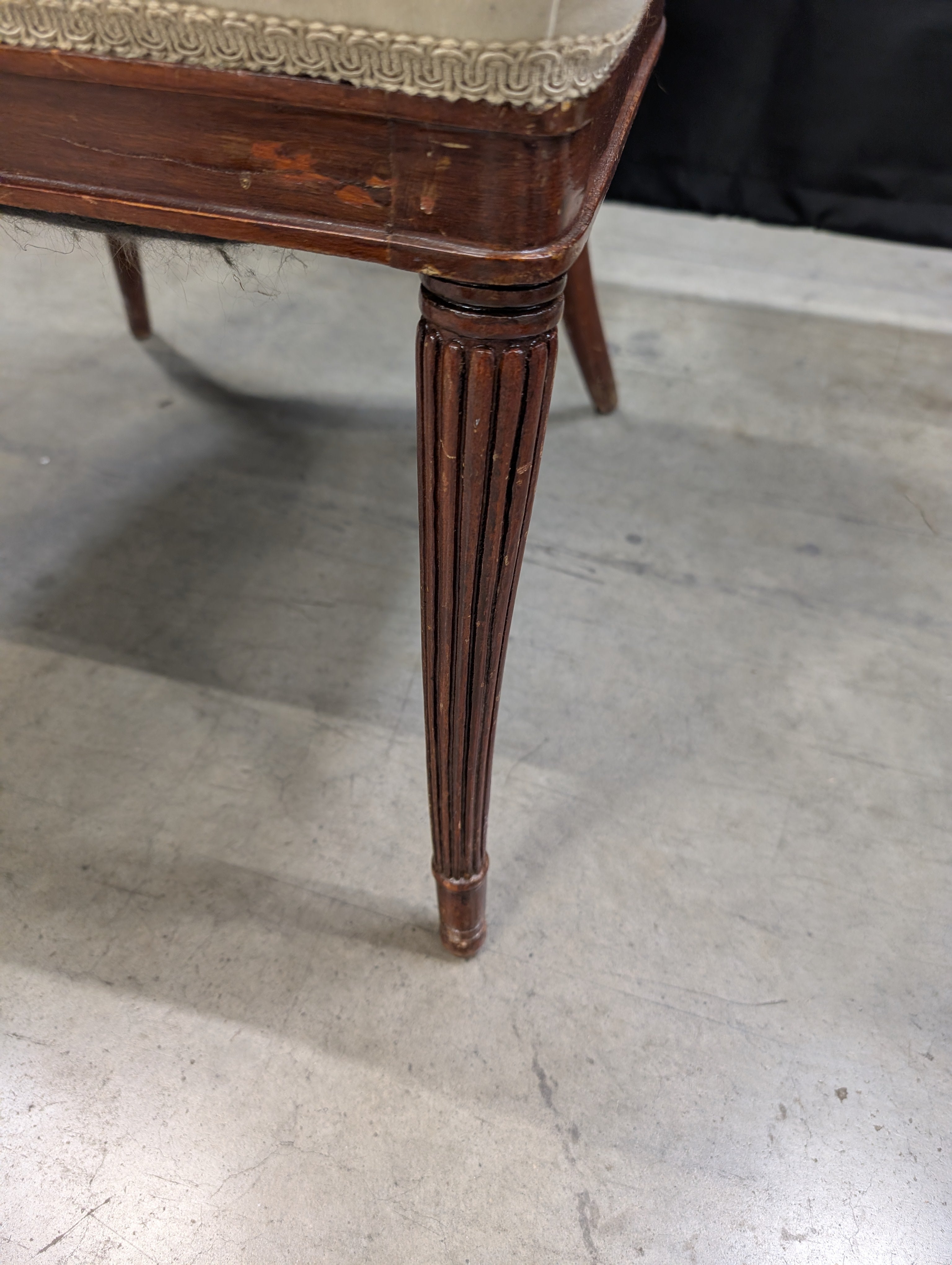 Vintage French Style Carved Wood Upholstered Side Chair