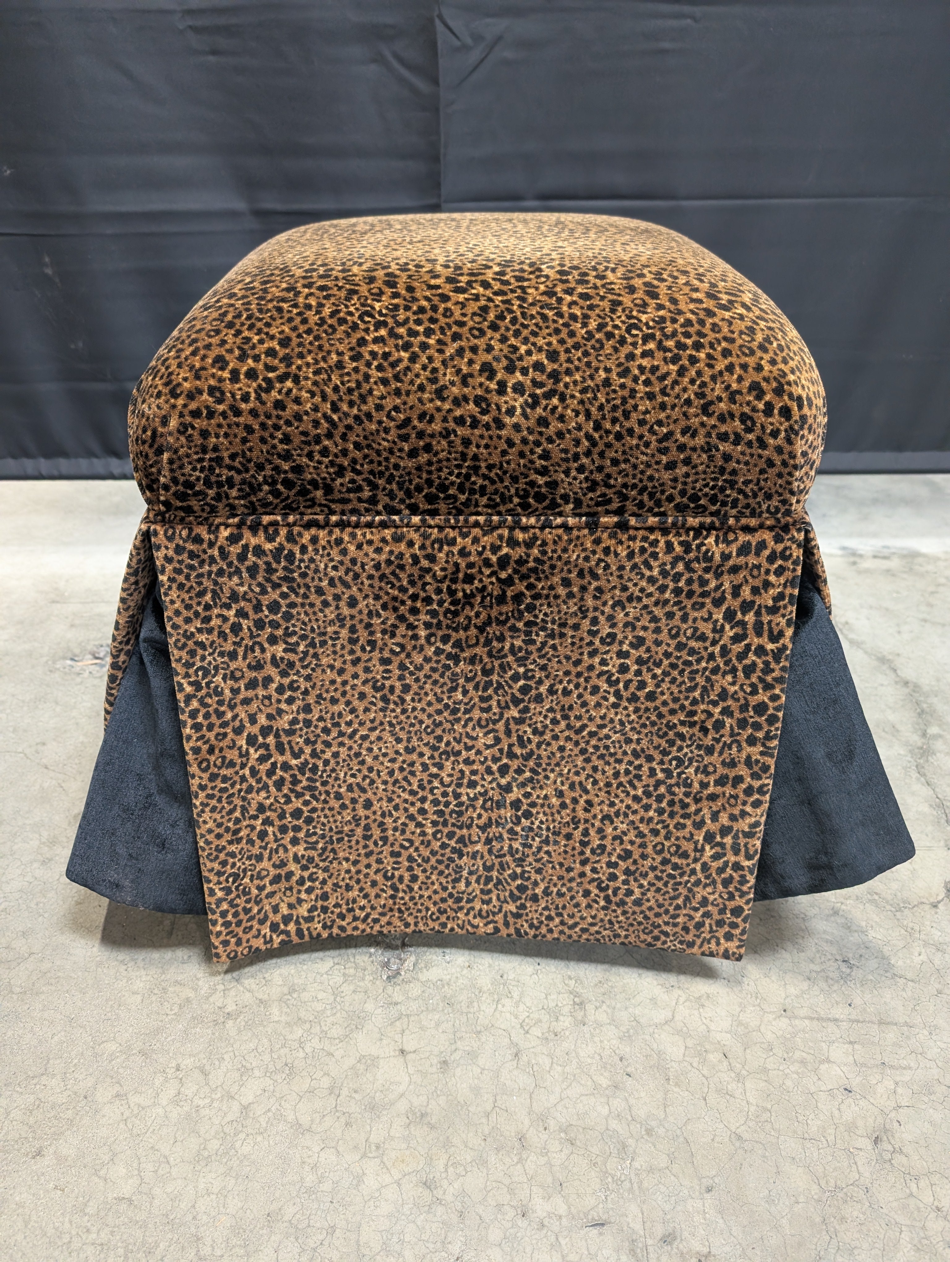 Stylish Leopard Print Upholstered Footstool Ottoman
