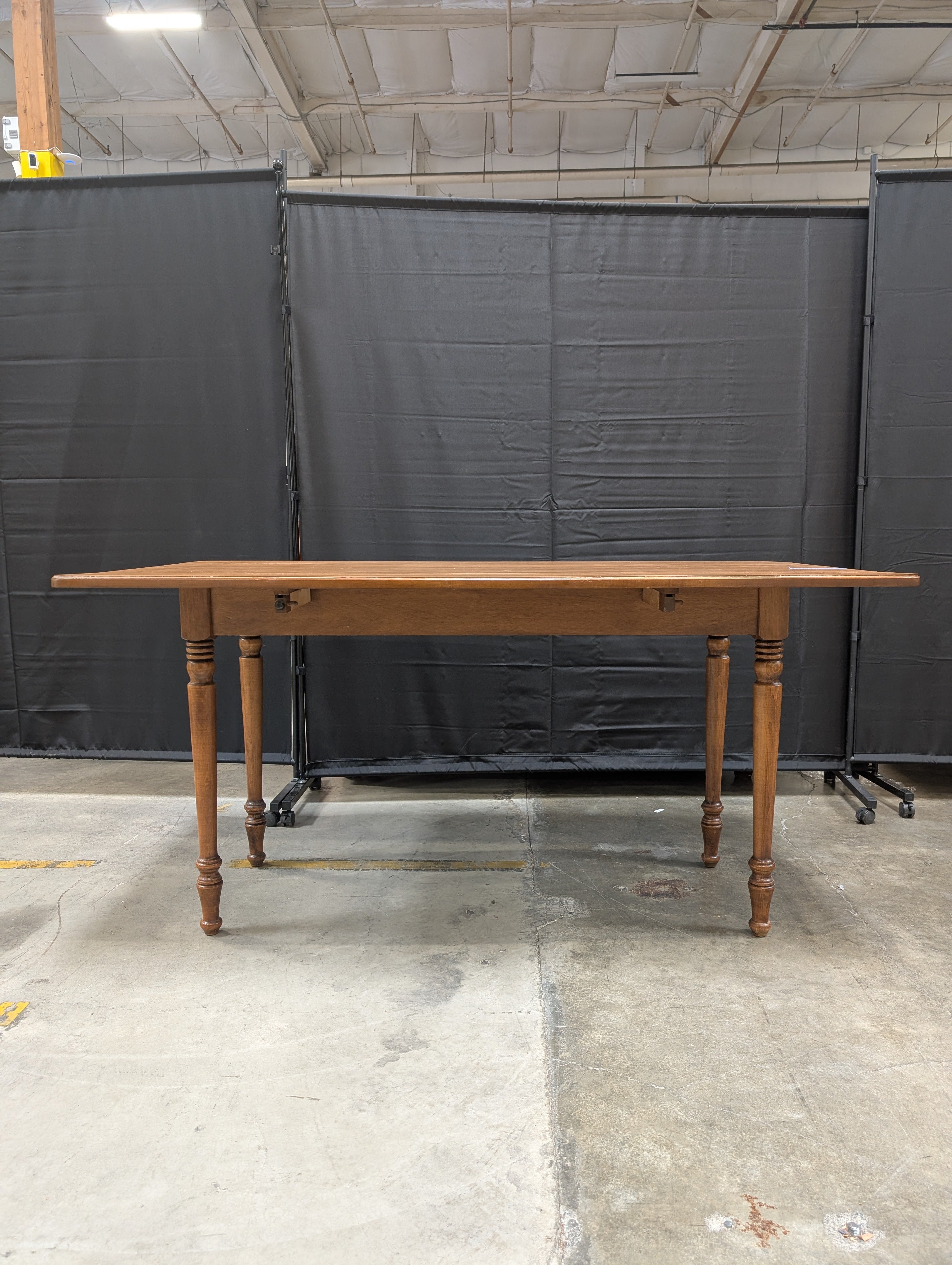 Solid Wood Drop-Top Table with Turned Legs