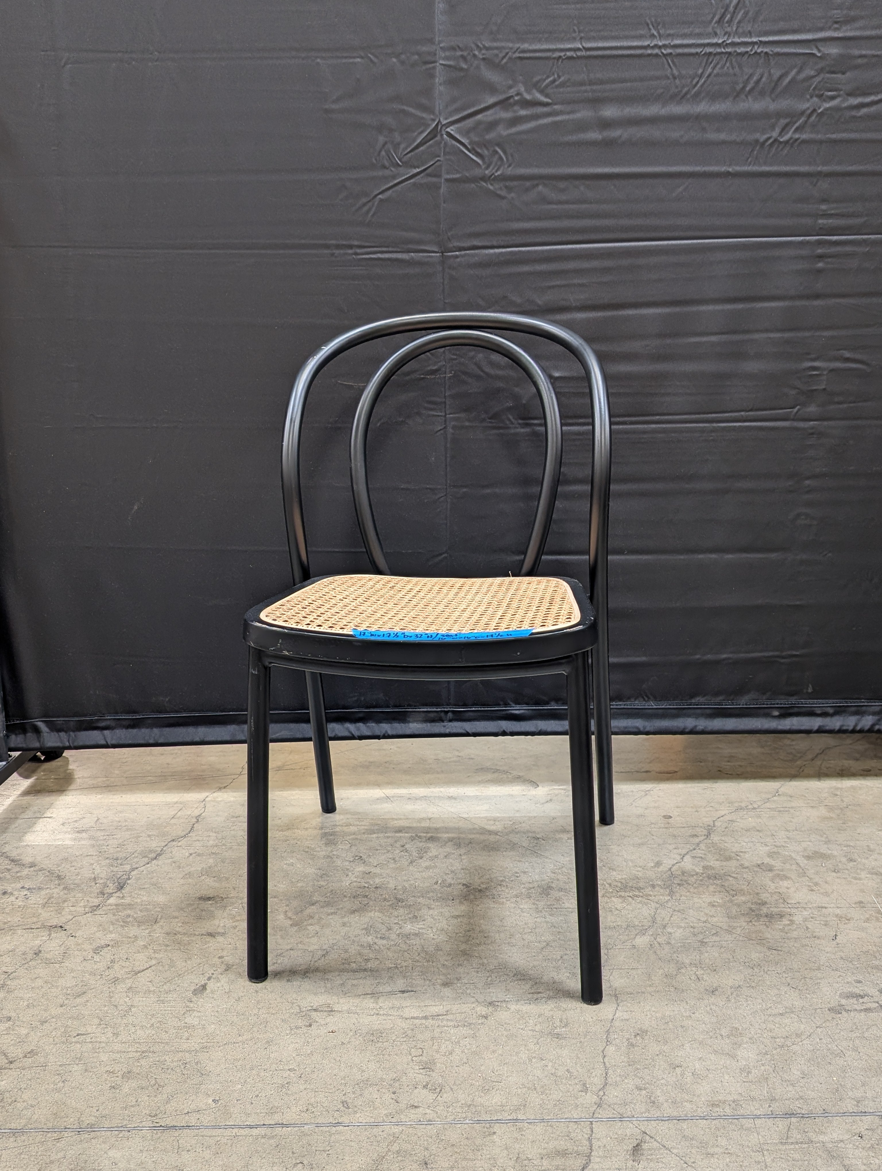 Modern Black Bentwood Dining Chair with Cane Seat