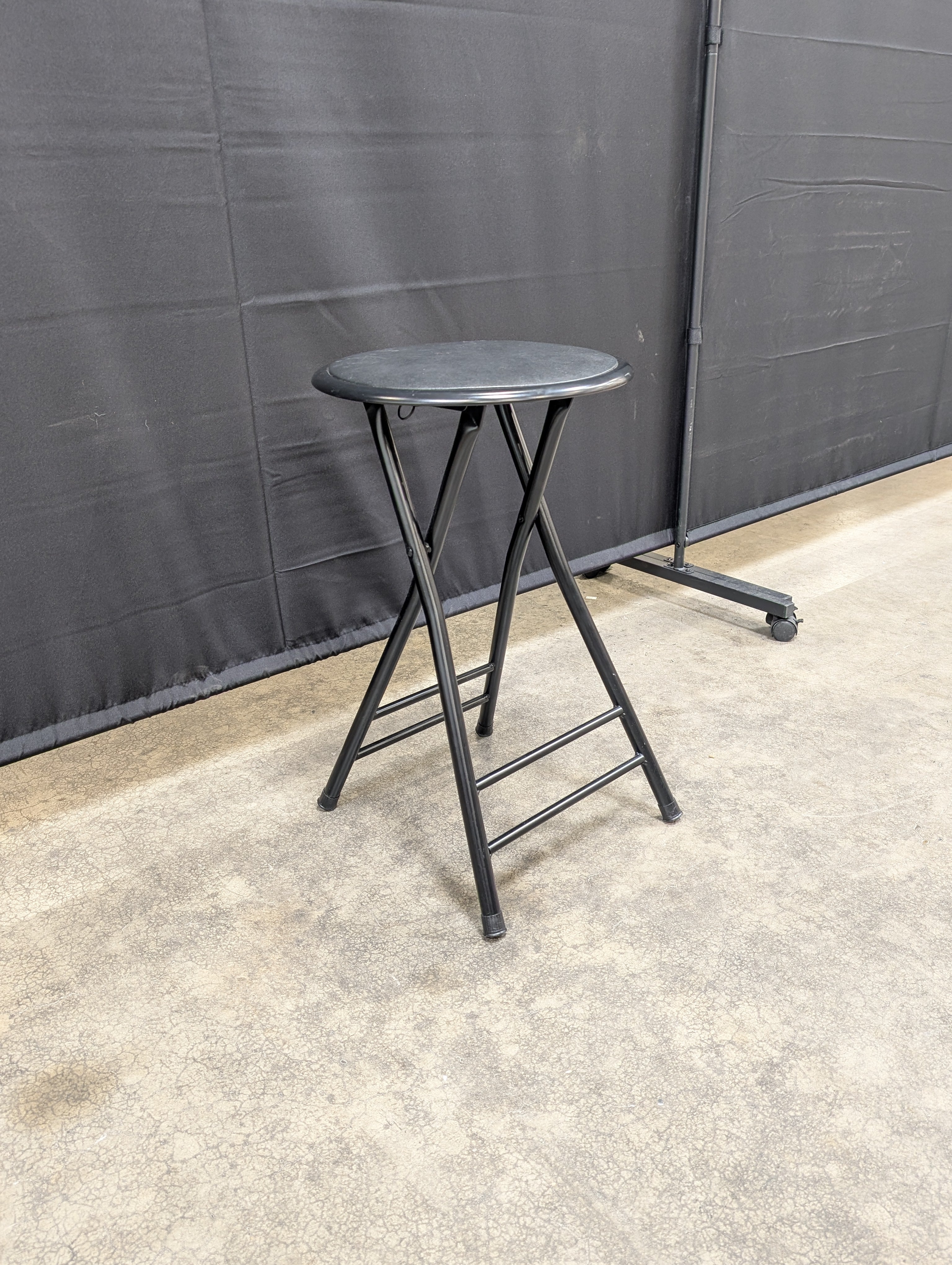 Compact Black Round Folding Stool