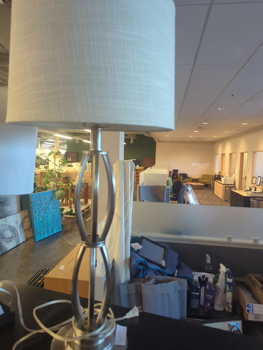 Silver Table Lamp with Oblong Curved