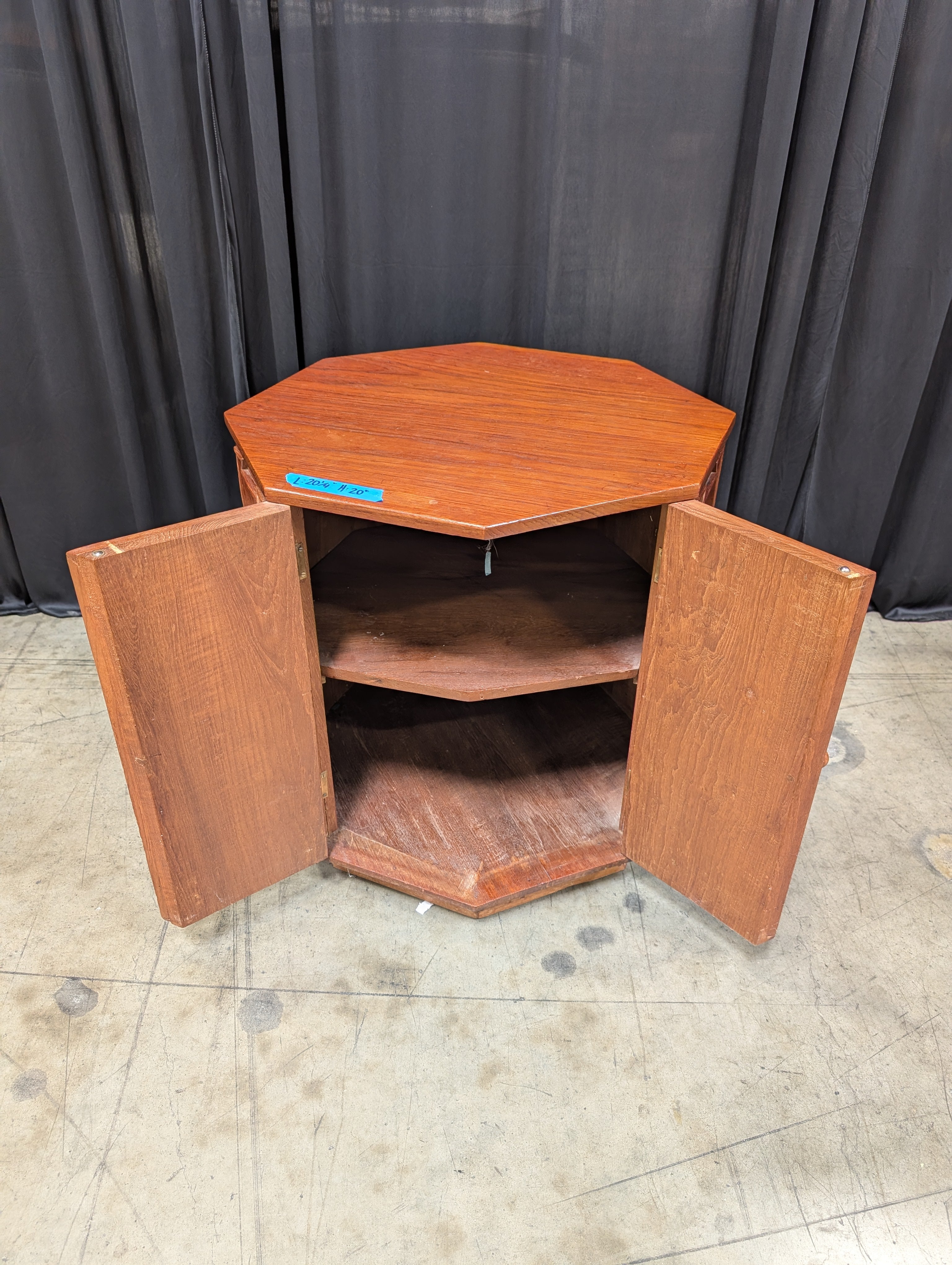 Octagonal Spanish Revival End Table with Carved Panels