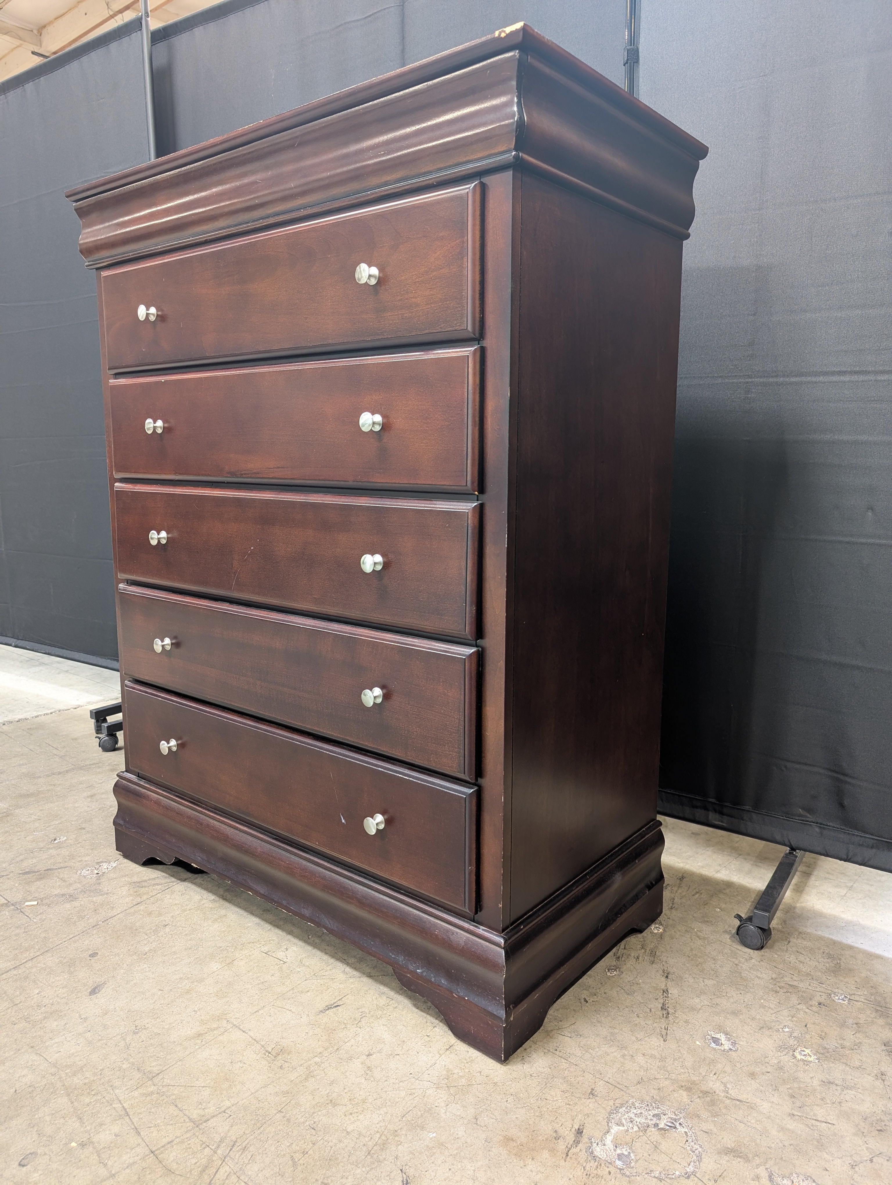 Traditional Six-Drawer Cherry Finish Wood Chest