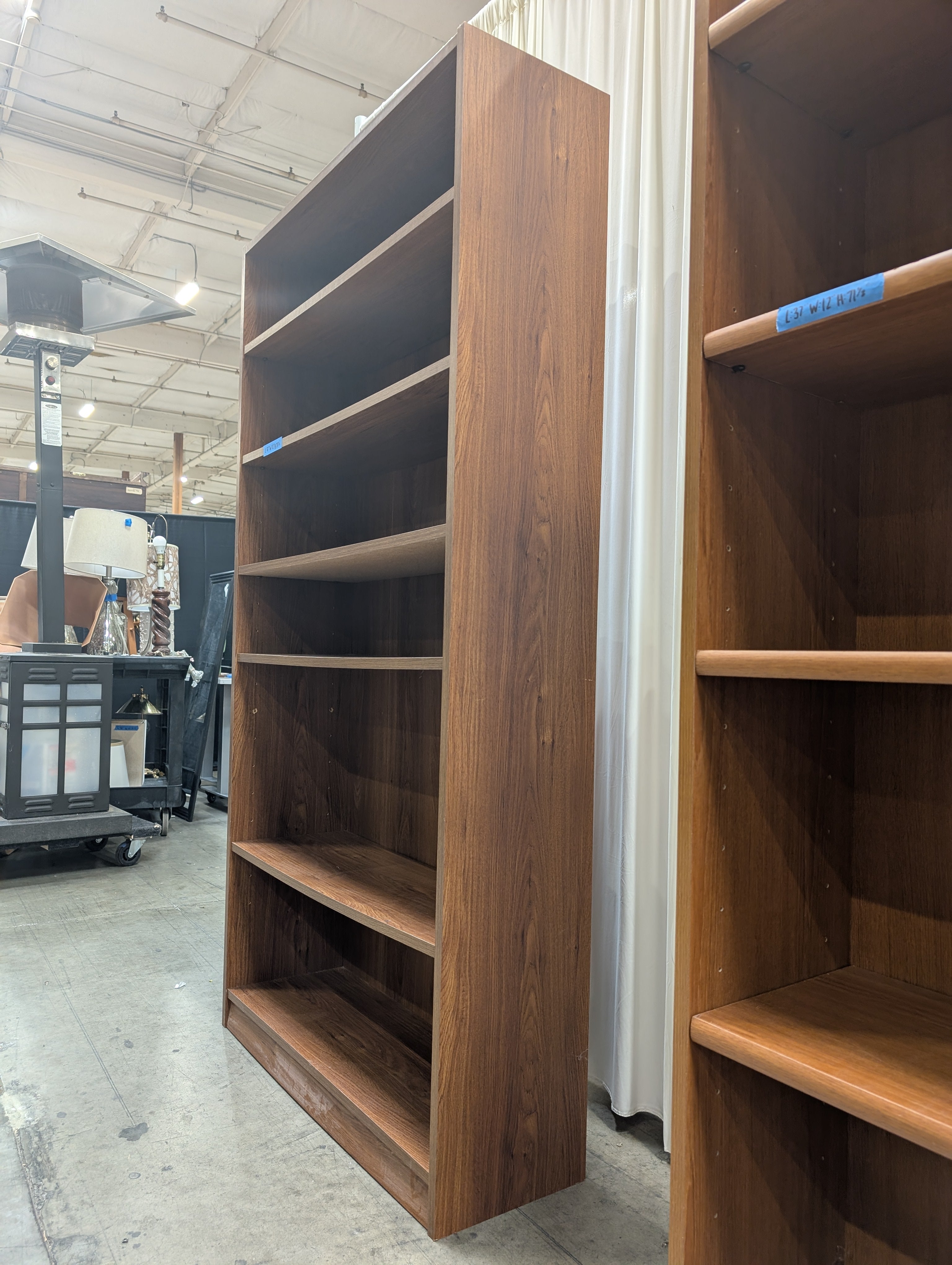 Six-Shelf Laminate Bookcase in Brown Wood