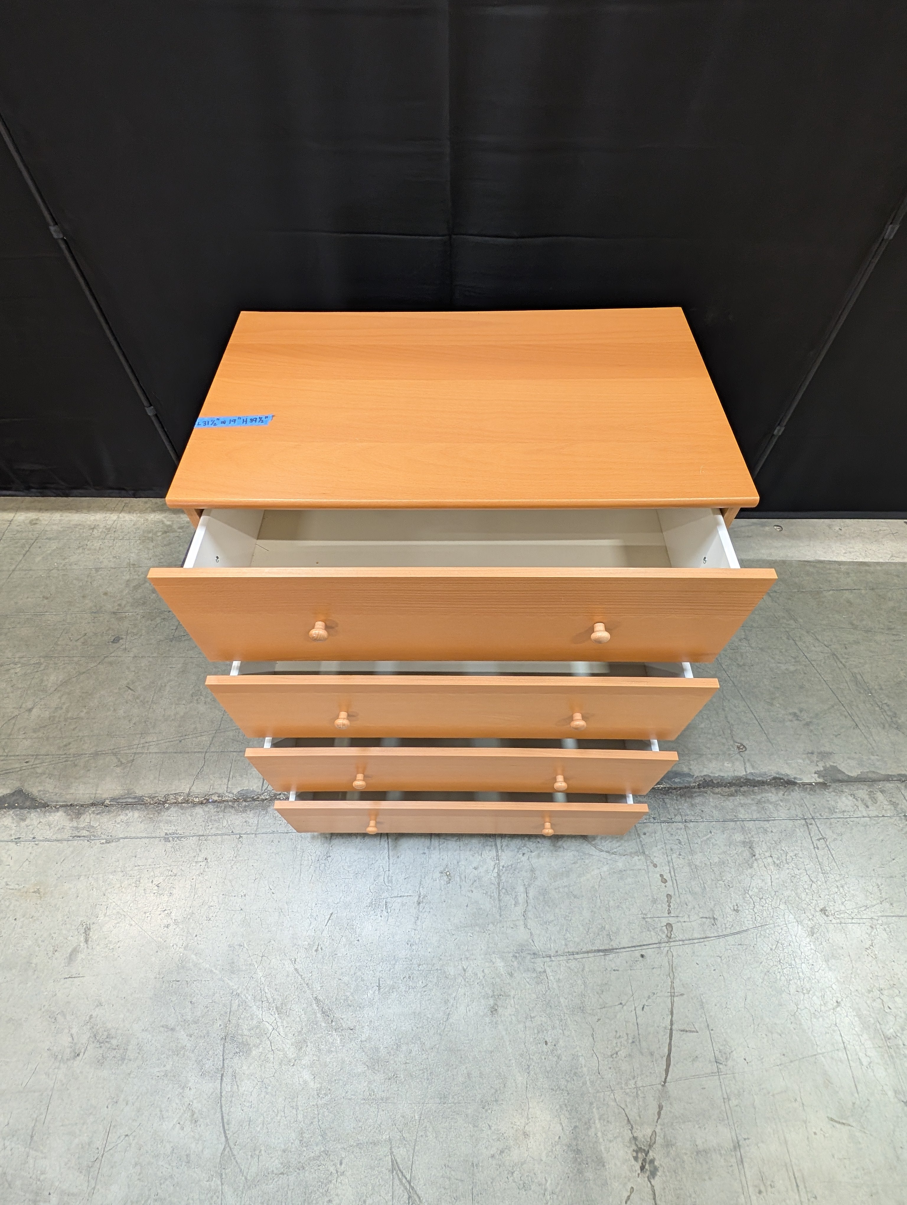 Five-Drawer Wooden Storage Chest with Round Knobs
