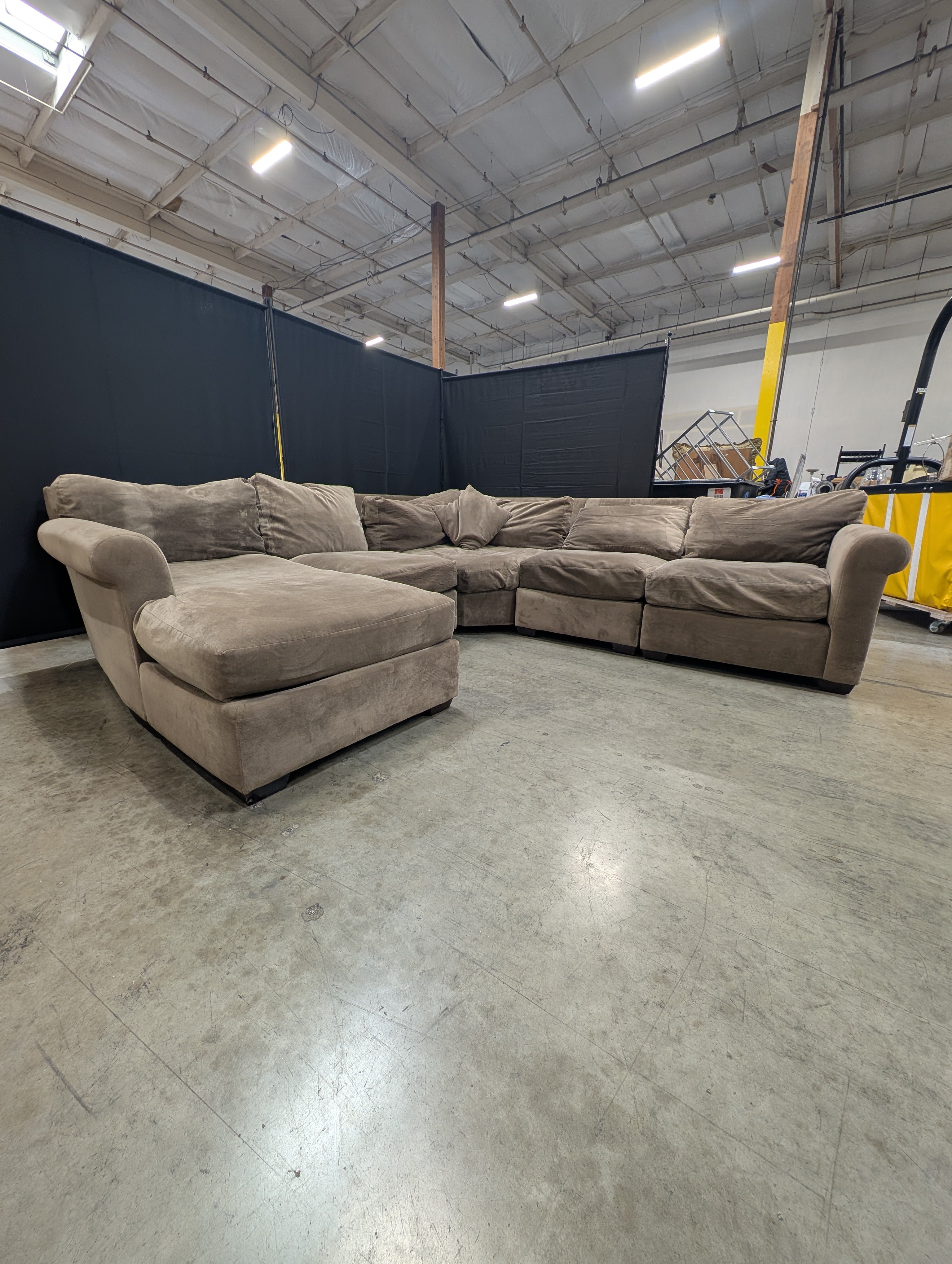 Versatile Brown Fabric Modular Sofa Sections - Five piece Set