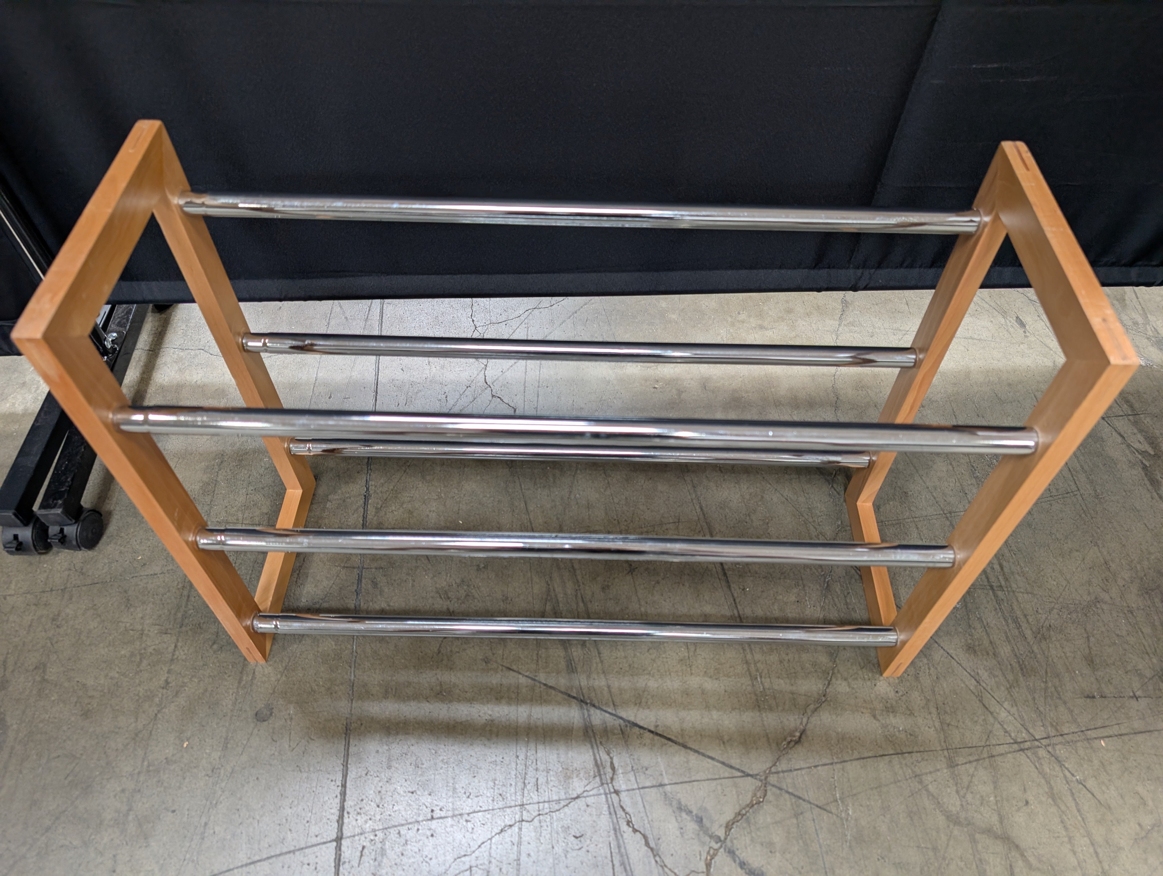 Modern Wood and Chrome Shoe Stand