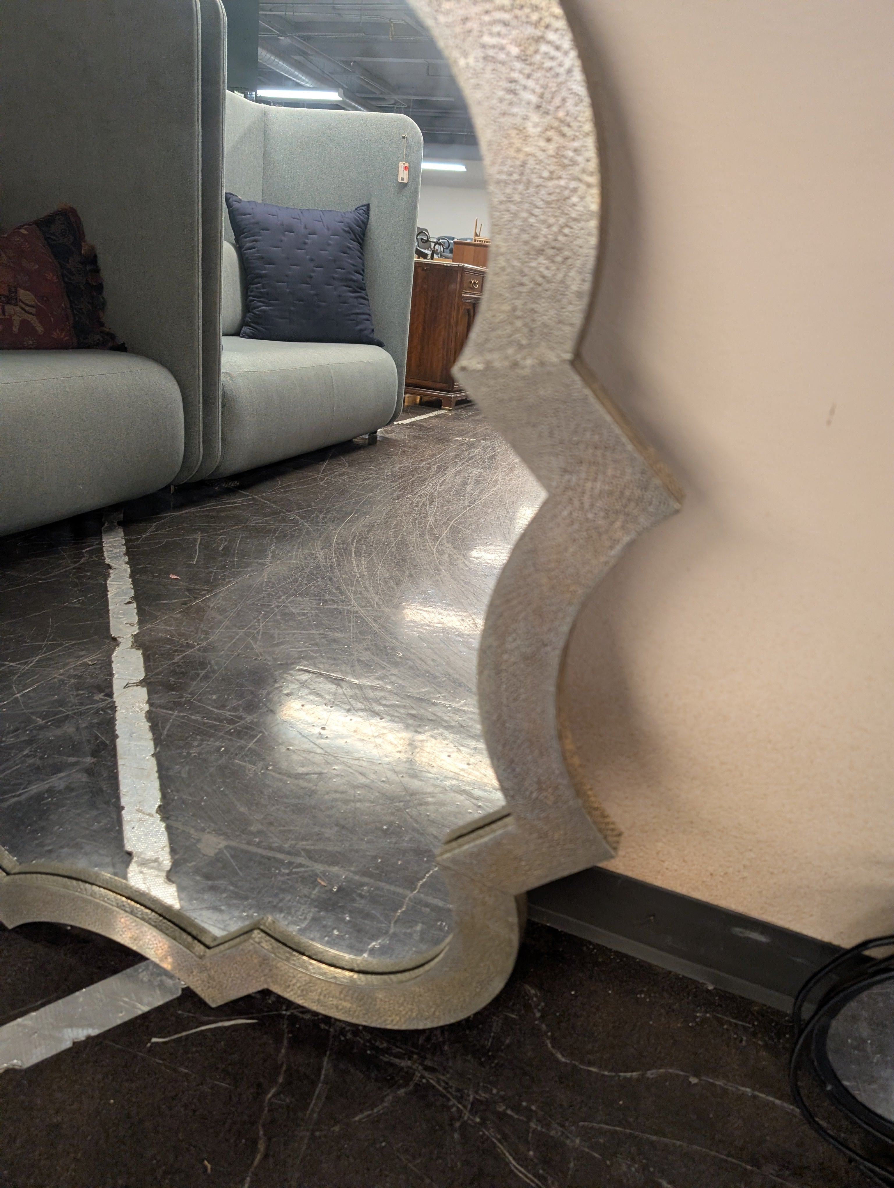 Decorative Scalloped Textured Silver Wall Mirror