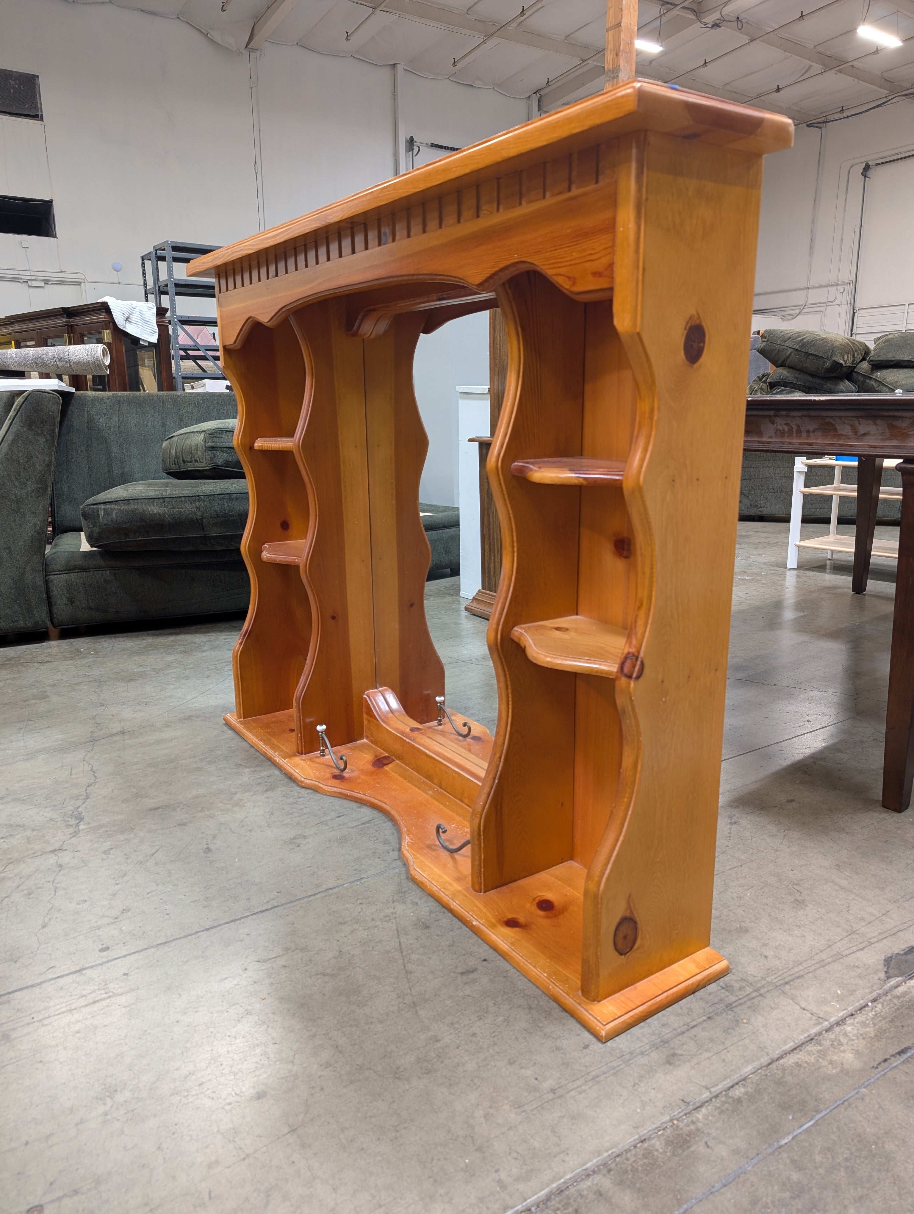Top Half Rustic Pine Wood Vanity Mirror