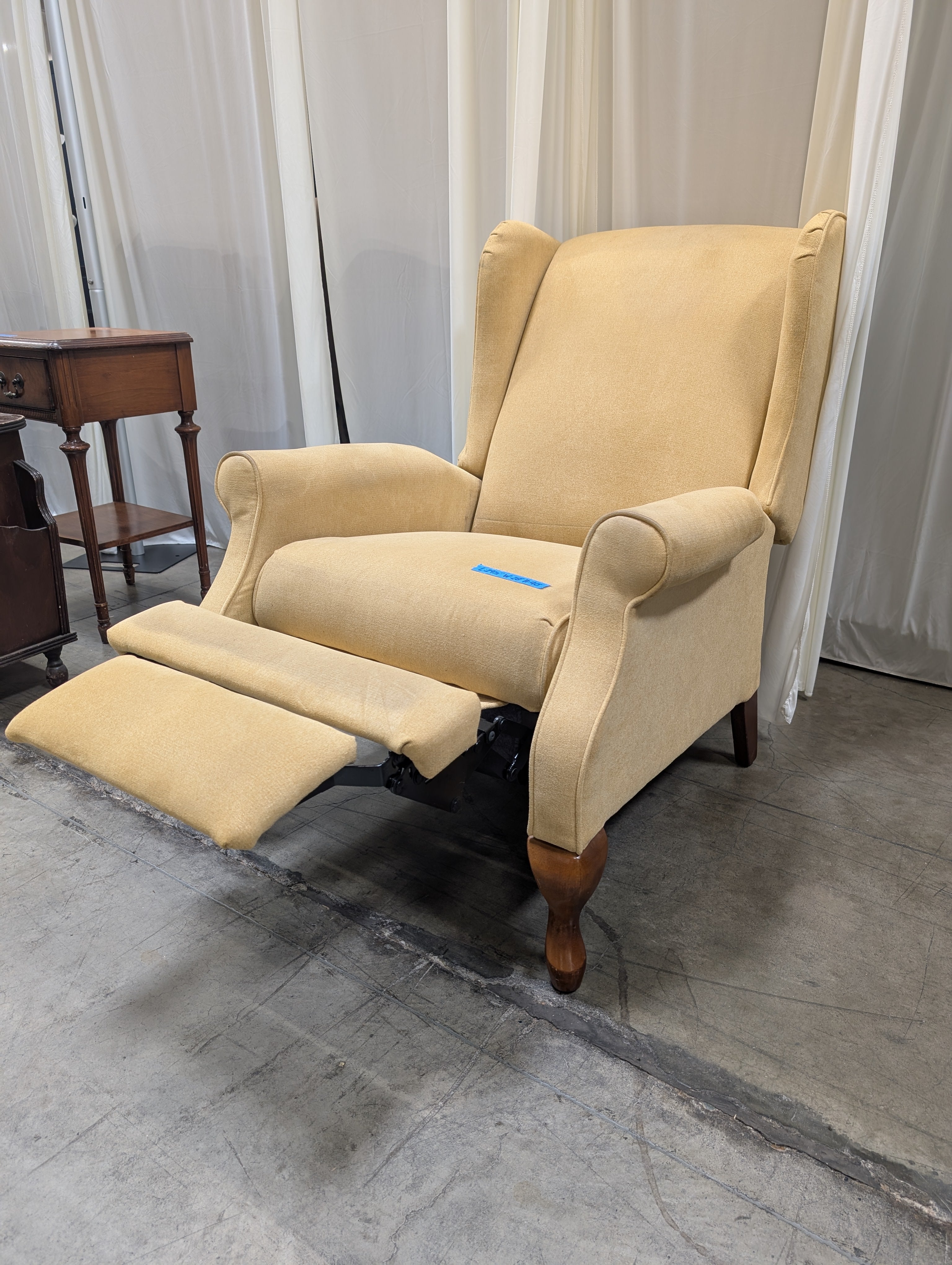 Vintage Yellow LaZboy Wingback Chair in Velvet